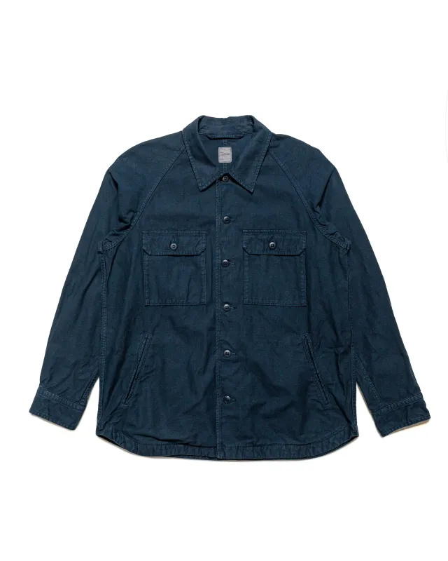 Sage de Cret Cotton/Linen Back Satin Shirt Jacket Navy sold by Lost & Found