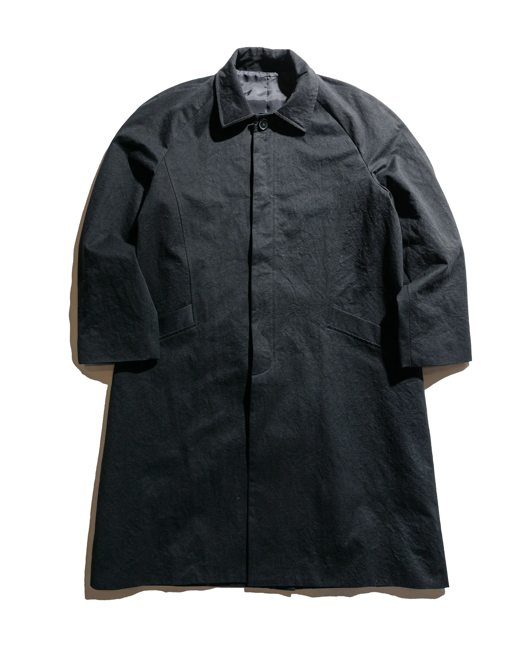 Wanze Raglan Overcoat Washed Cotton Black sold by Lost & Found