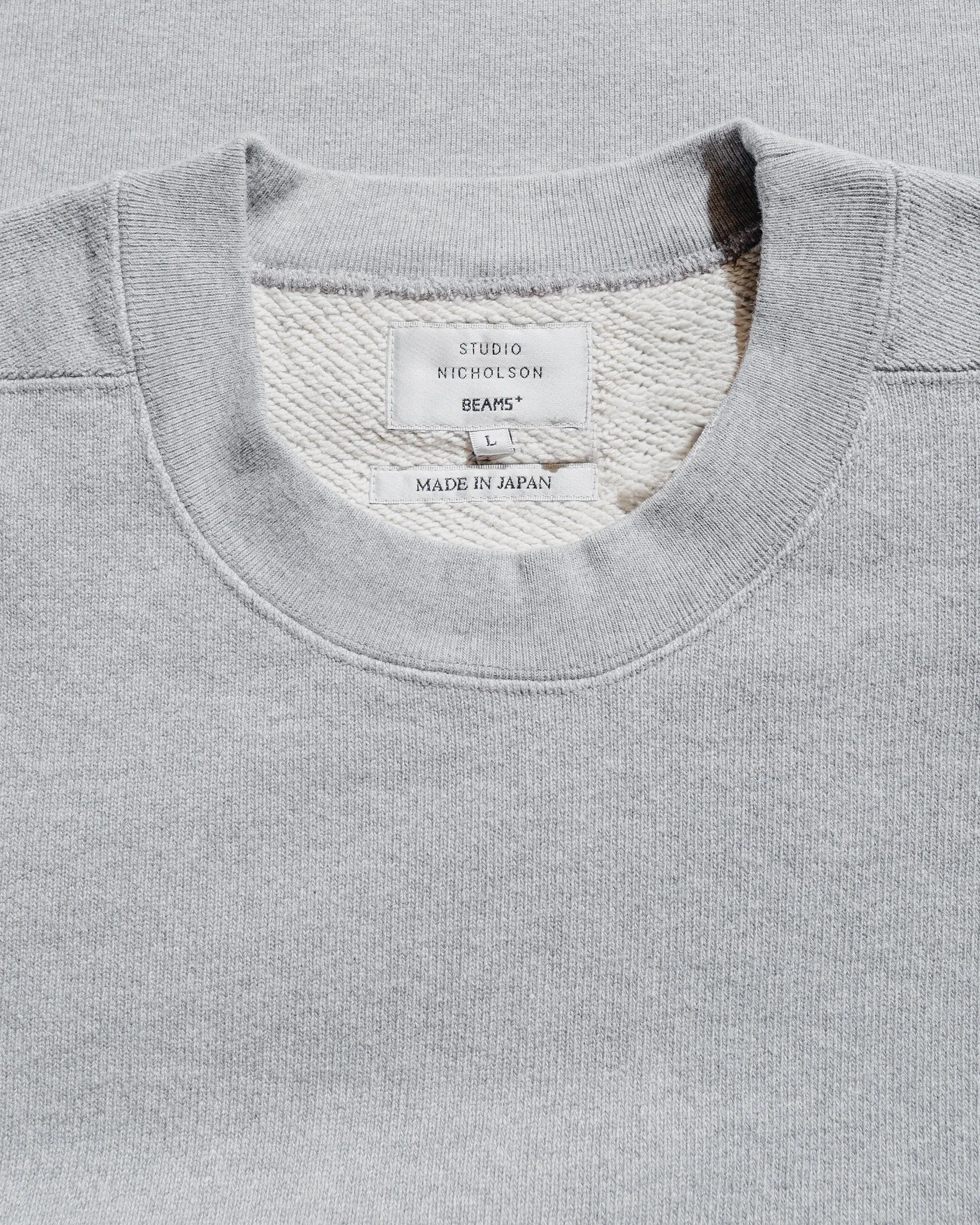 Beams Plus Studio Nicholson Holly Jersey Crewneck Sweat Grey Marl sold by Lost & Found product image thumbnail 5