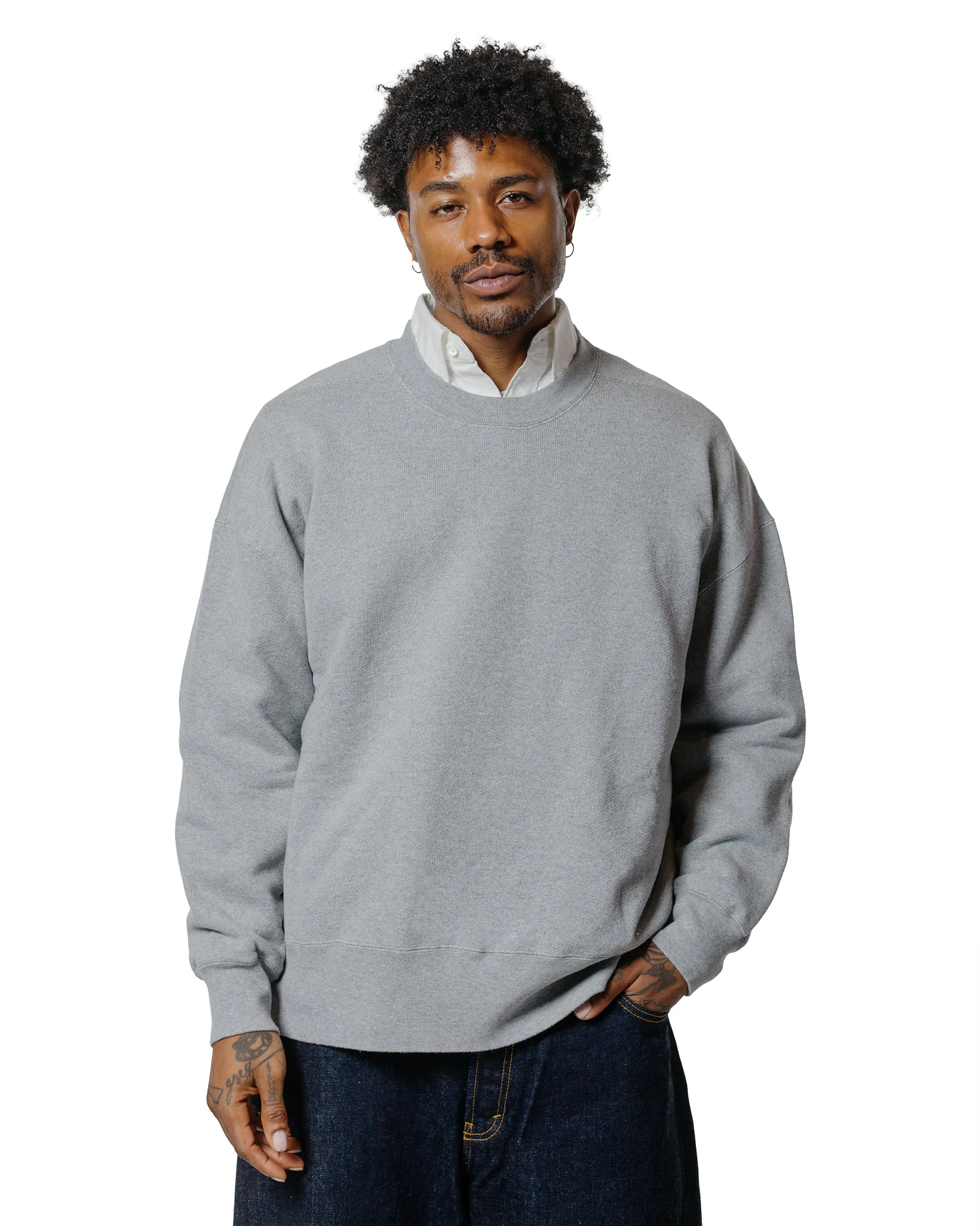 Beams Plus Studio Nicholson Holly Jersey Crewneck Sweat Grey Marl sold by Lost & Found product image thumbnail 2