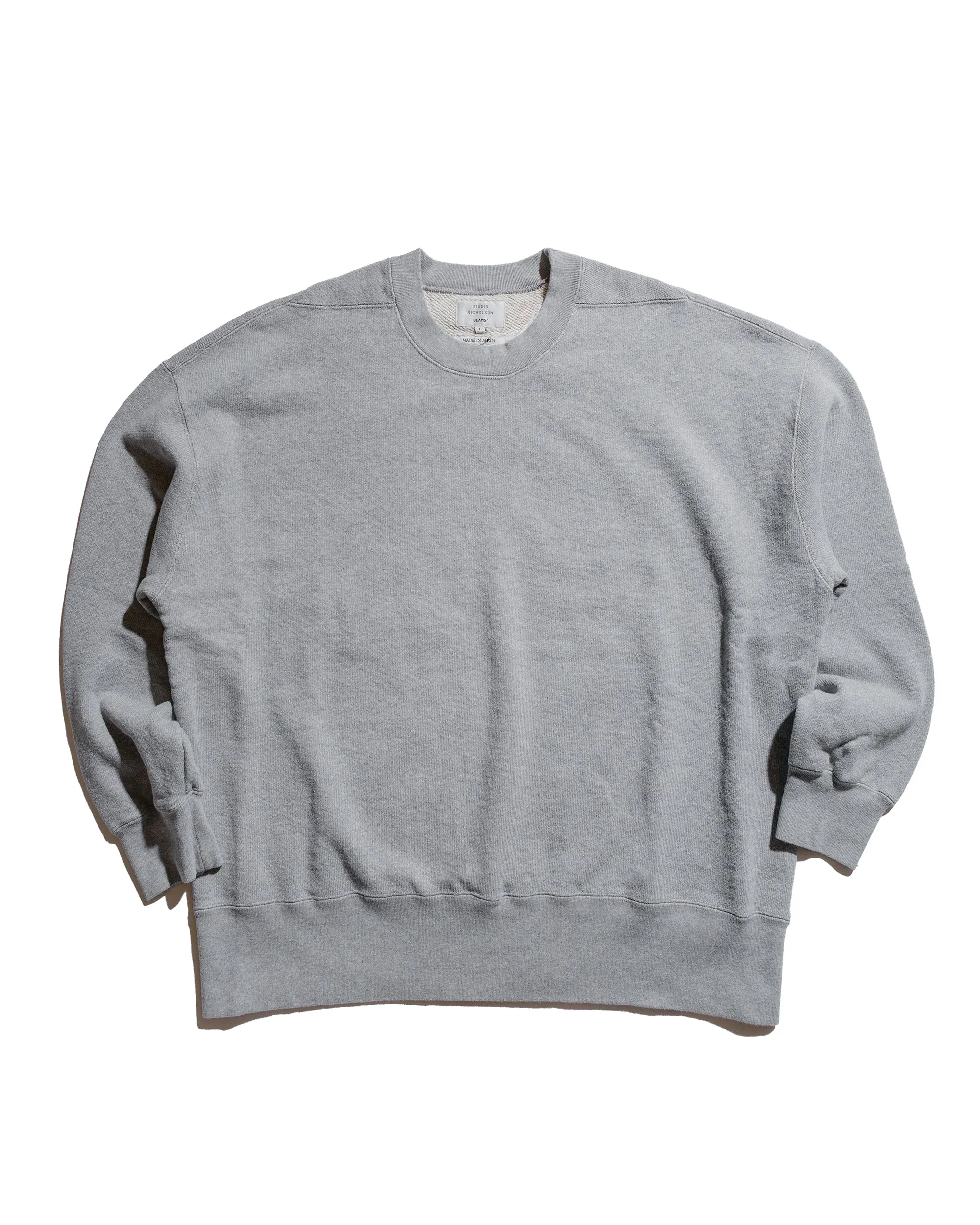 Beams Plus Studio Nicholson Holly Jersey Crewneck Sweat Grey Marl sold by Lost & Found
