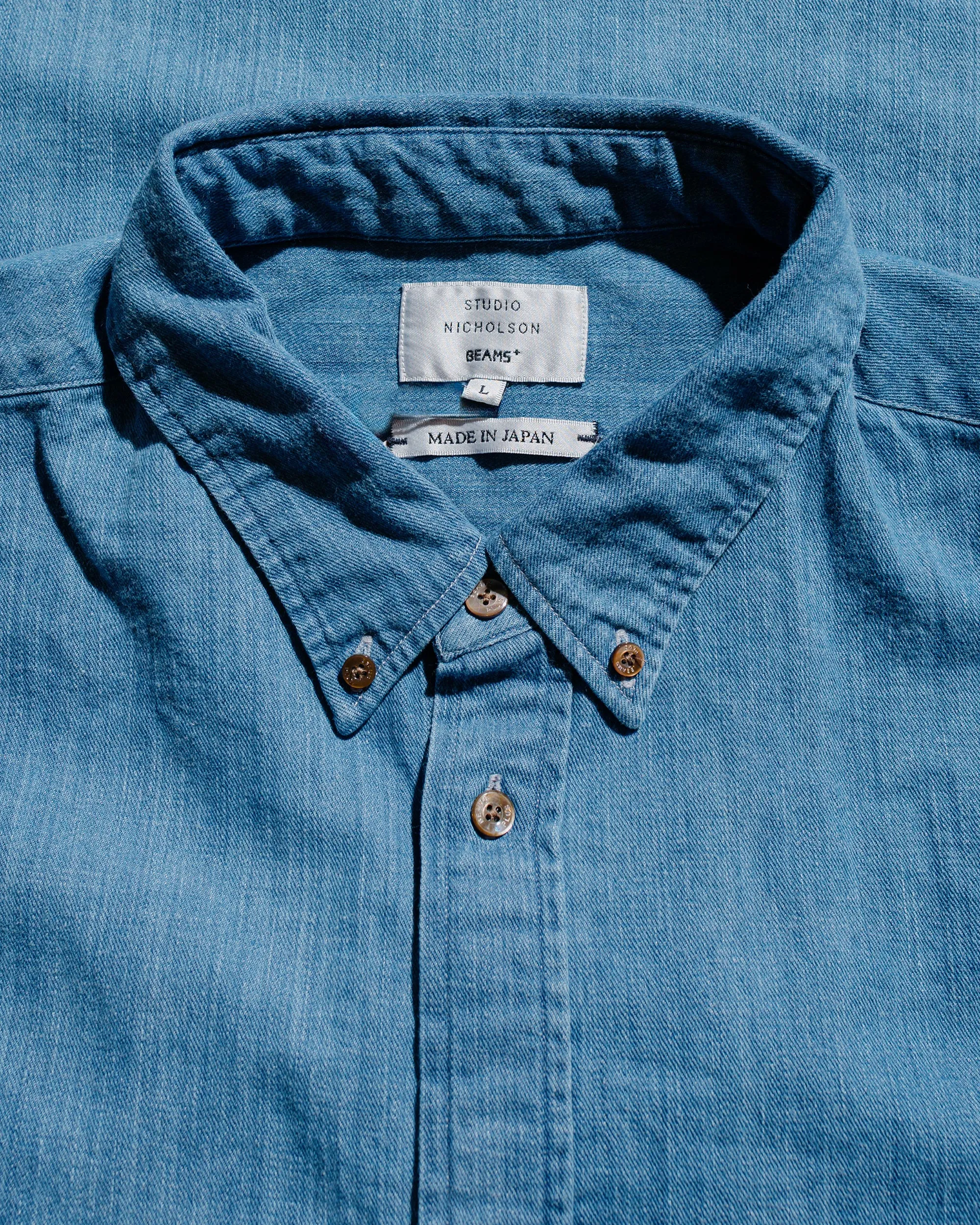 Beams Plus Studio Nicholson Lisa Denim Shirt Faded Wash sold by Lost & Found product image thumbnail 5