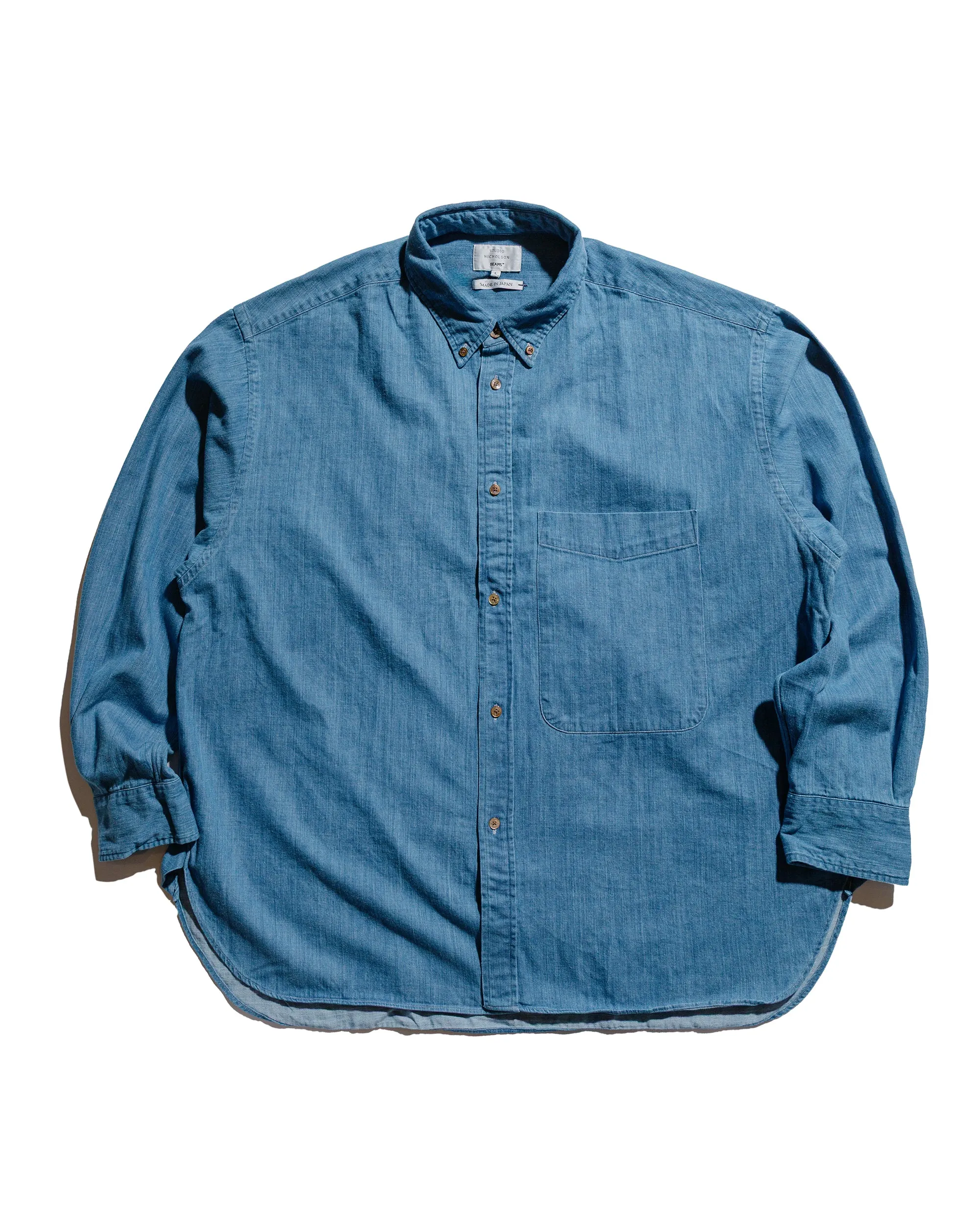 Beams Plus Studio Nicholson Lisa Denim Shirt Faded Wash sold by Lost & Found
