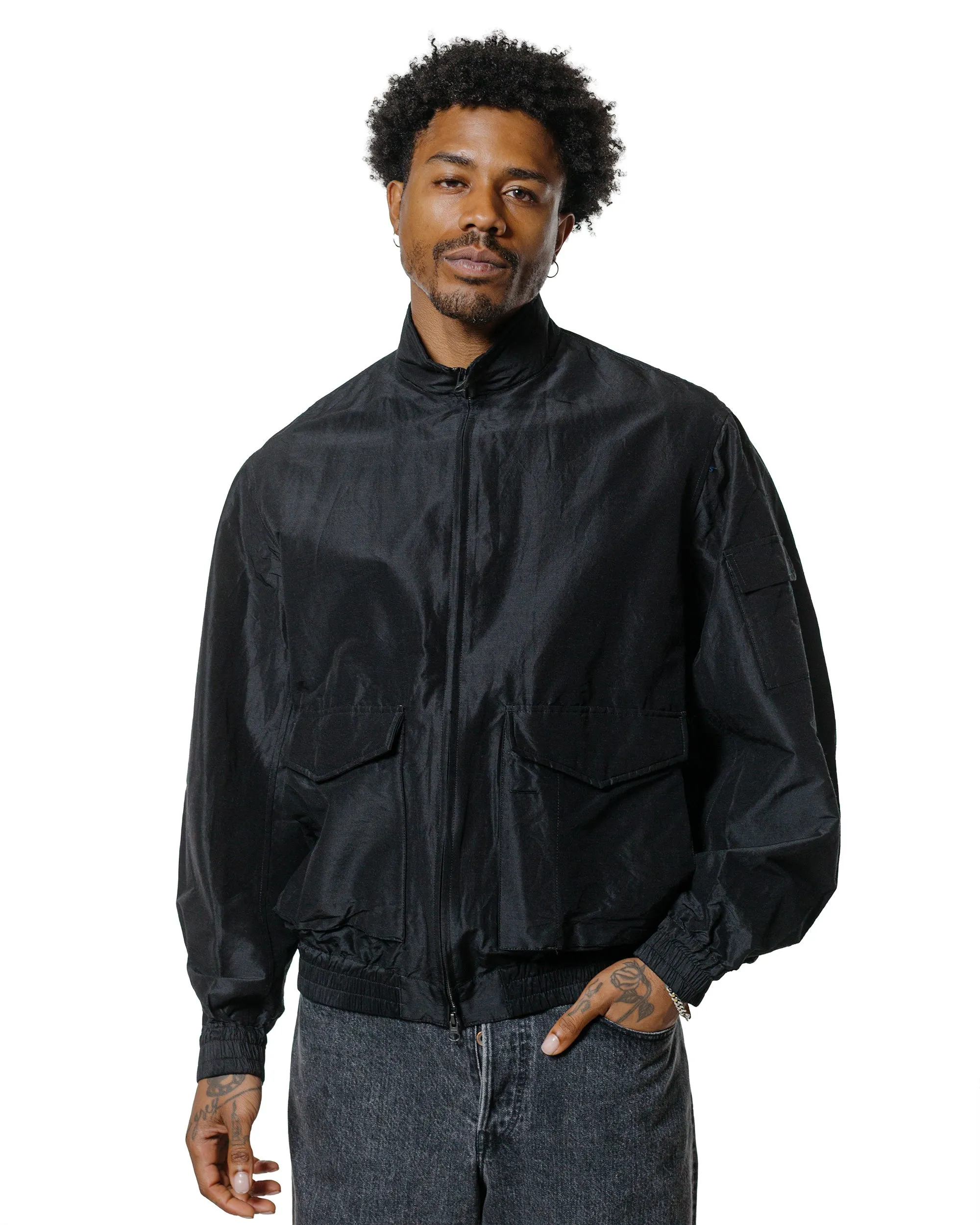 marka Flight Jacket Wool Silk High Count Typewriter Chambray Black sold by Lost & Found product image thumbnail 2