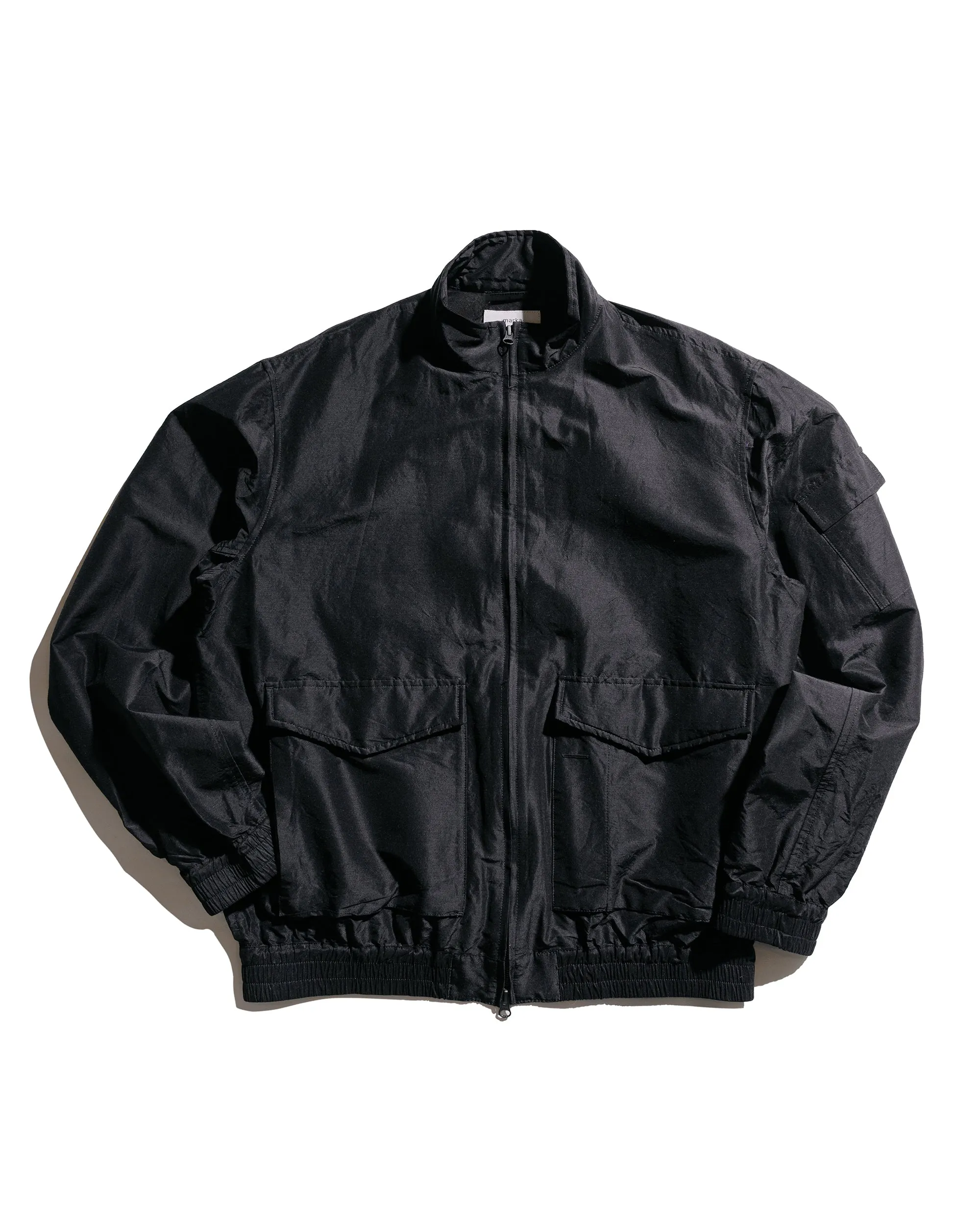 marka Flight Jacket Wool Silk High Count Typewriter Chambray Black sold by Lost & Found