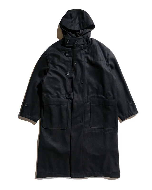 Engineered Garments Duffle Coat Black 24oz Wool Melton sold by Lost & Found