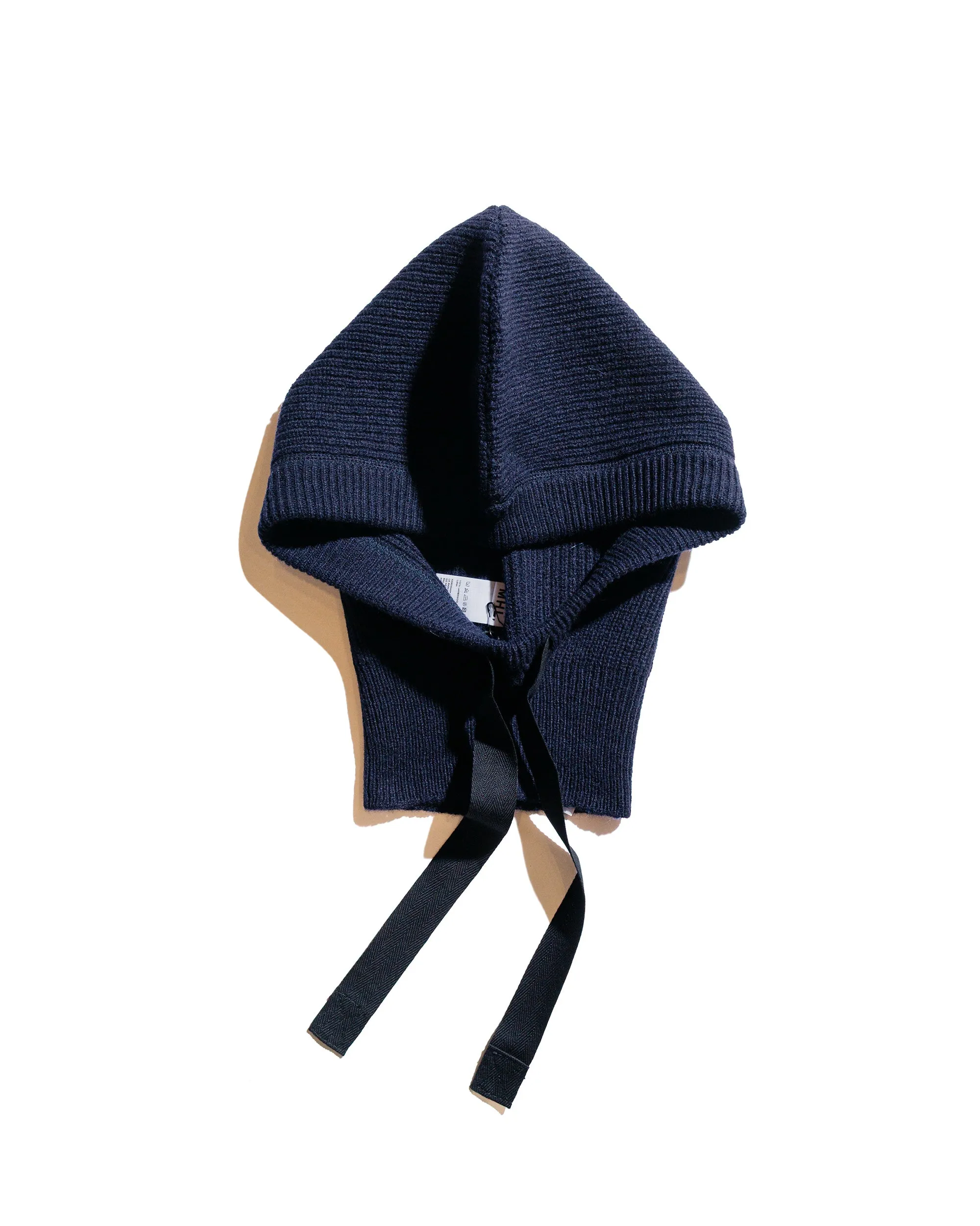 MHL Knitted Hood Lambswool Dark Navy sold by Lost & Found