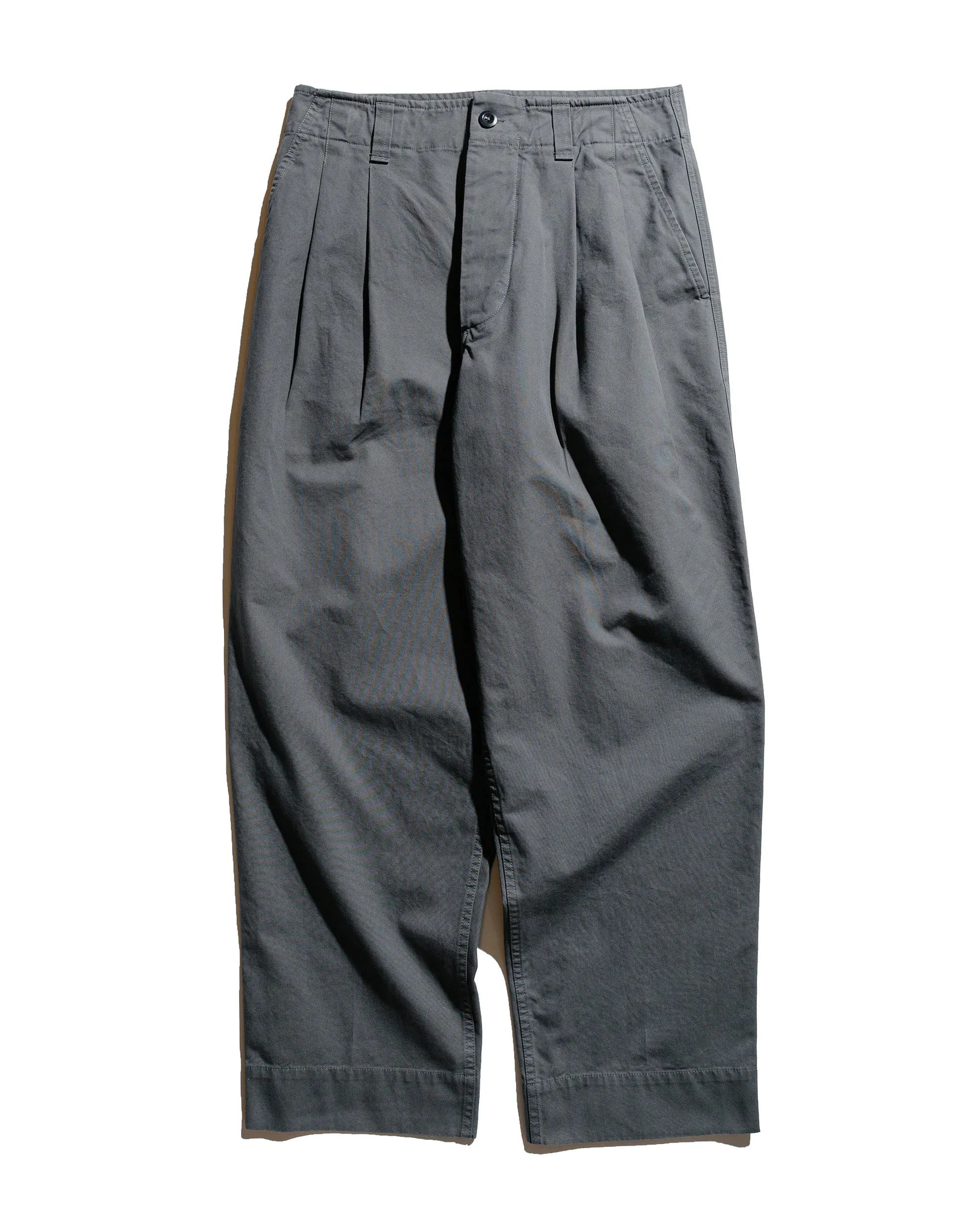 MHL Stitch Pleat Trouser Compact Cotton Canvas Charcoal sold by Lost & Found