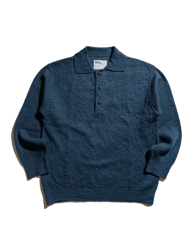 MHL Oversized Knitted Polo Dry Wool Uniform Blue sold by Lost & Found