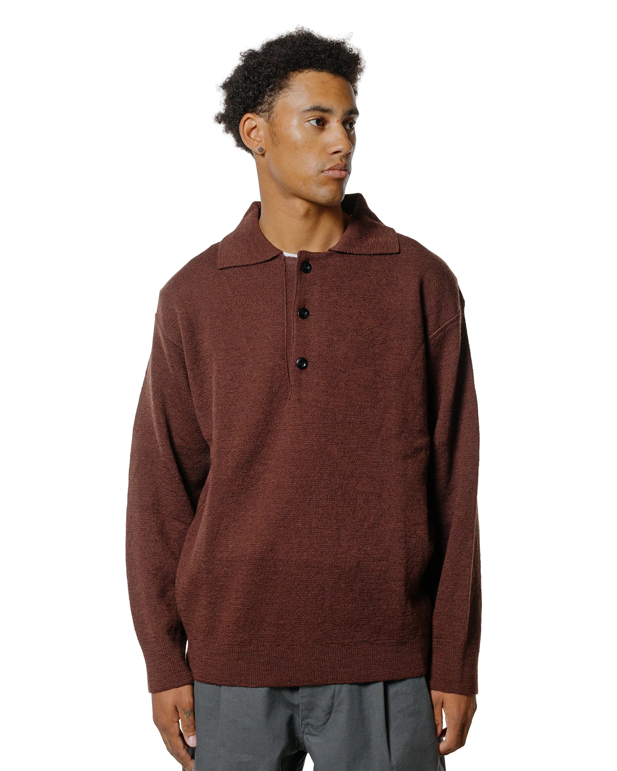 MHL Oversized Knitted Polo Dry Wool Dark Brown sold by Lost & Found product image thumbnail 2