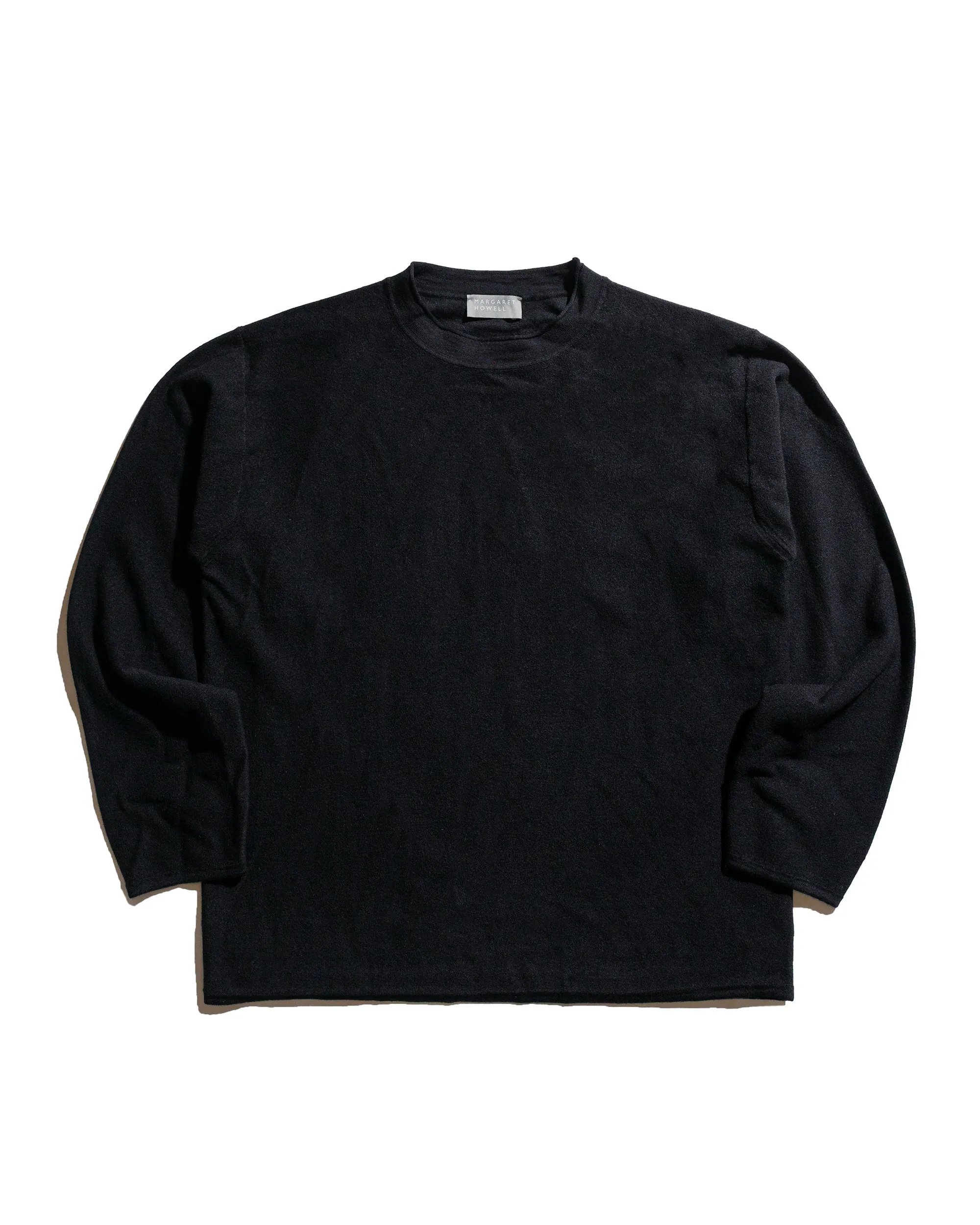 Margaret Howell Felted Crew Neck Fine Felted Merino Black sold by Lost & Found