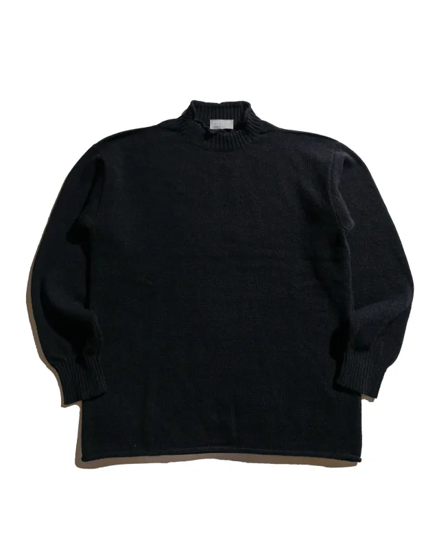 Margaret Howell Classic Guernsey Irregular Spun Wool Black sold by Lost & Found