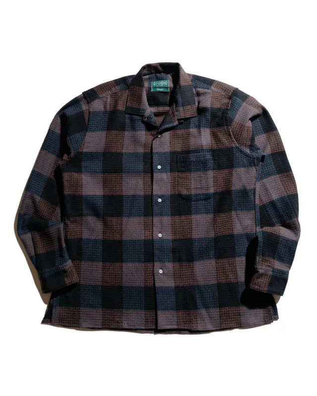 Gitman Vintage Bros. Black Brushed Waffle Check Camp Shirt sold by Lost & Found