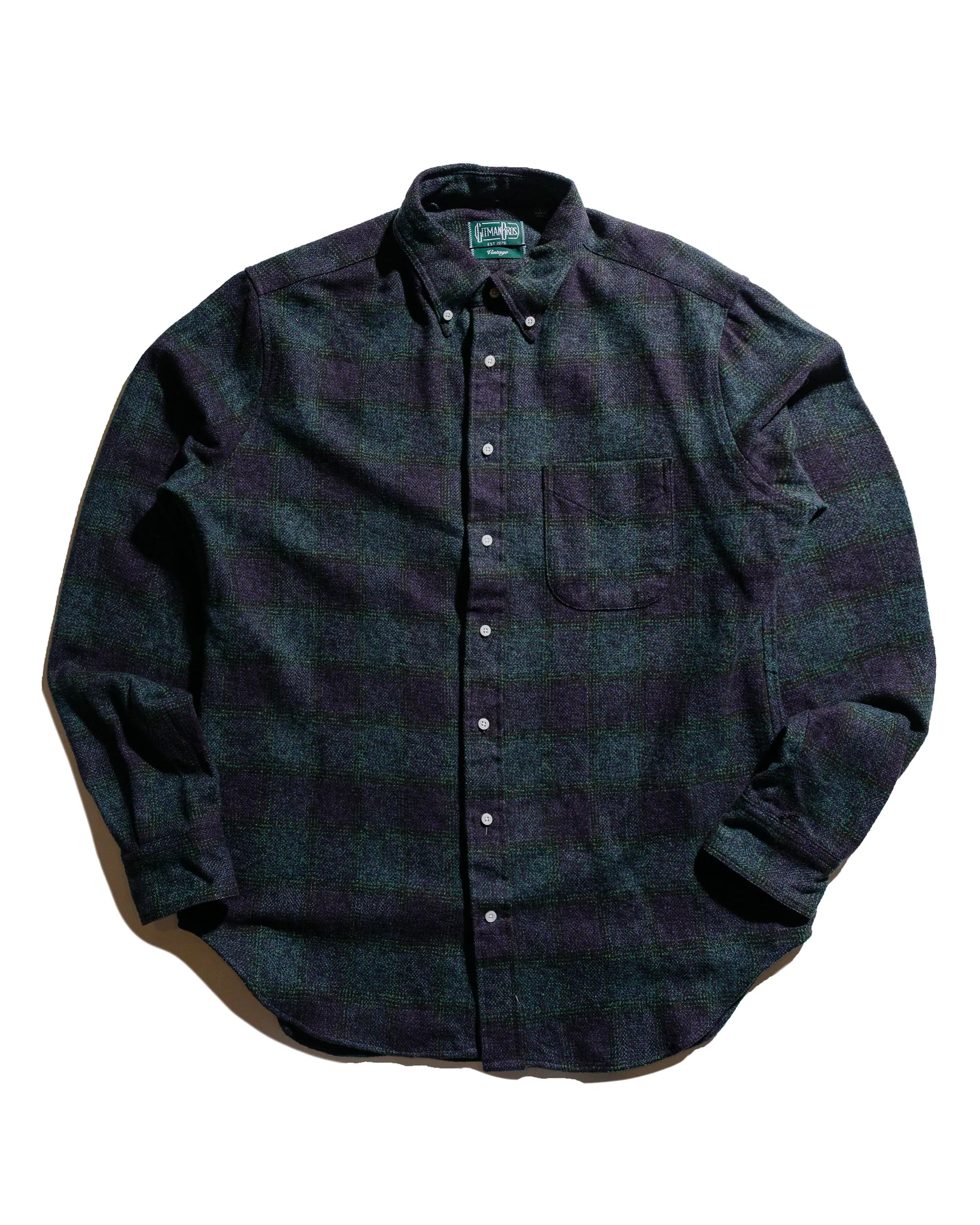 Gitman Vintage Bros. Navy Cotton Tweed Check Shirt sold by Lost & Found