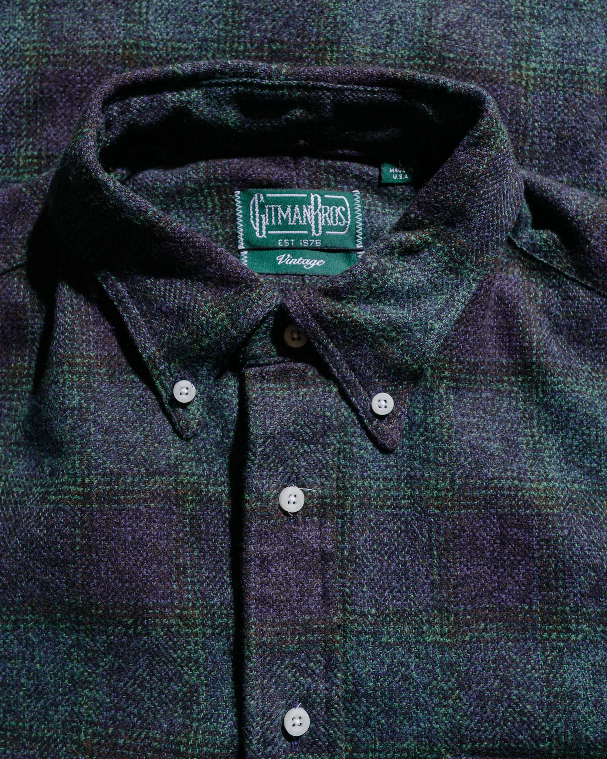 Gitman Vintage Bros. Navy Cotton Tweed Check Shirt sold by Lost & Found product image thumbnail 4