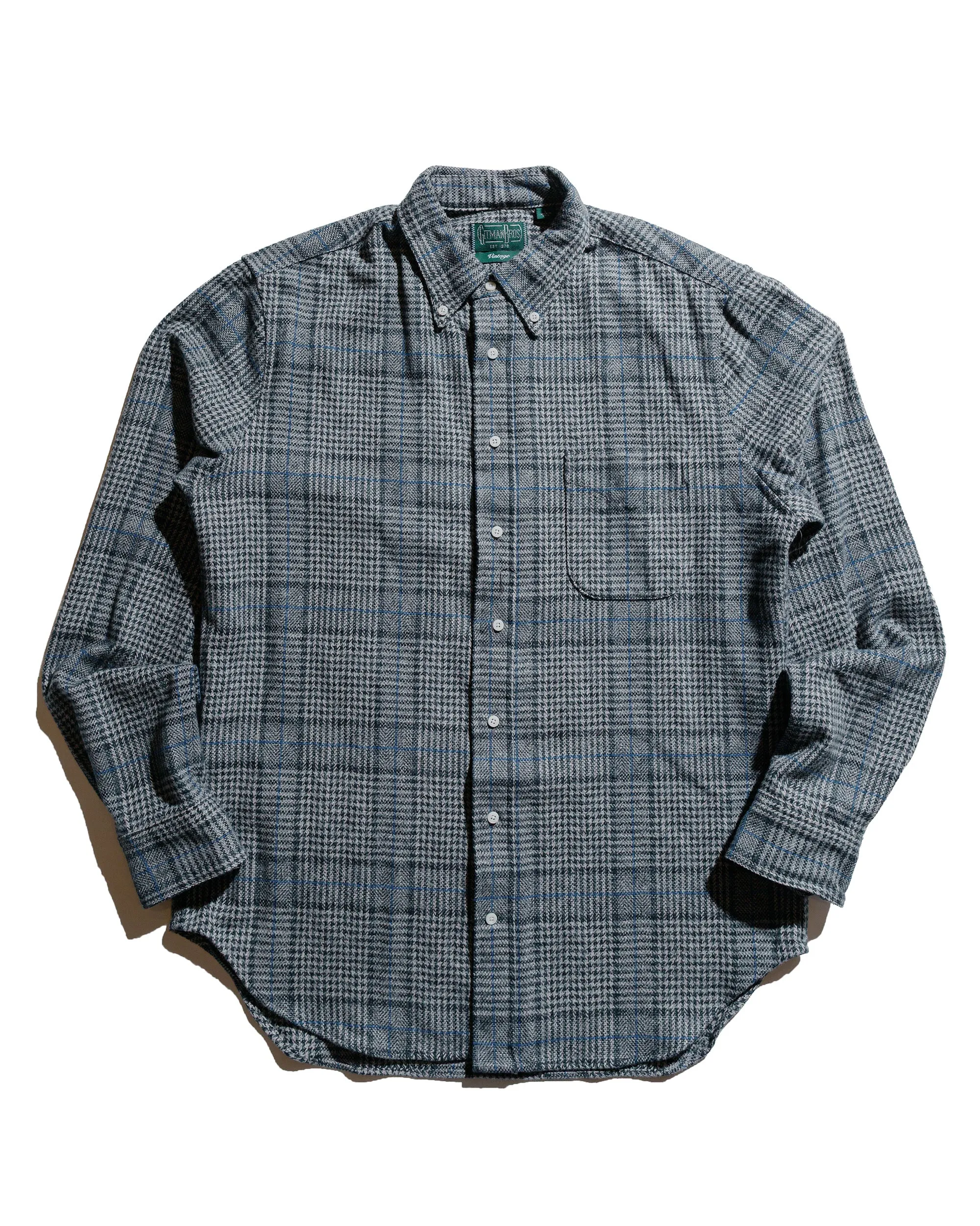 Gitman Vintage Bros. Grey Cotton Tweed Check Shirt sold by Lost & Found