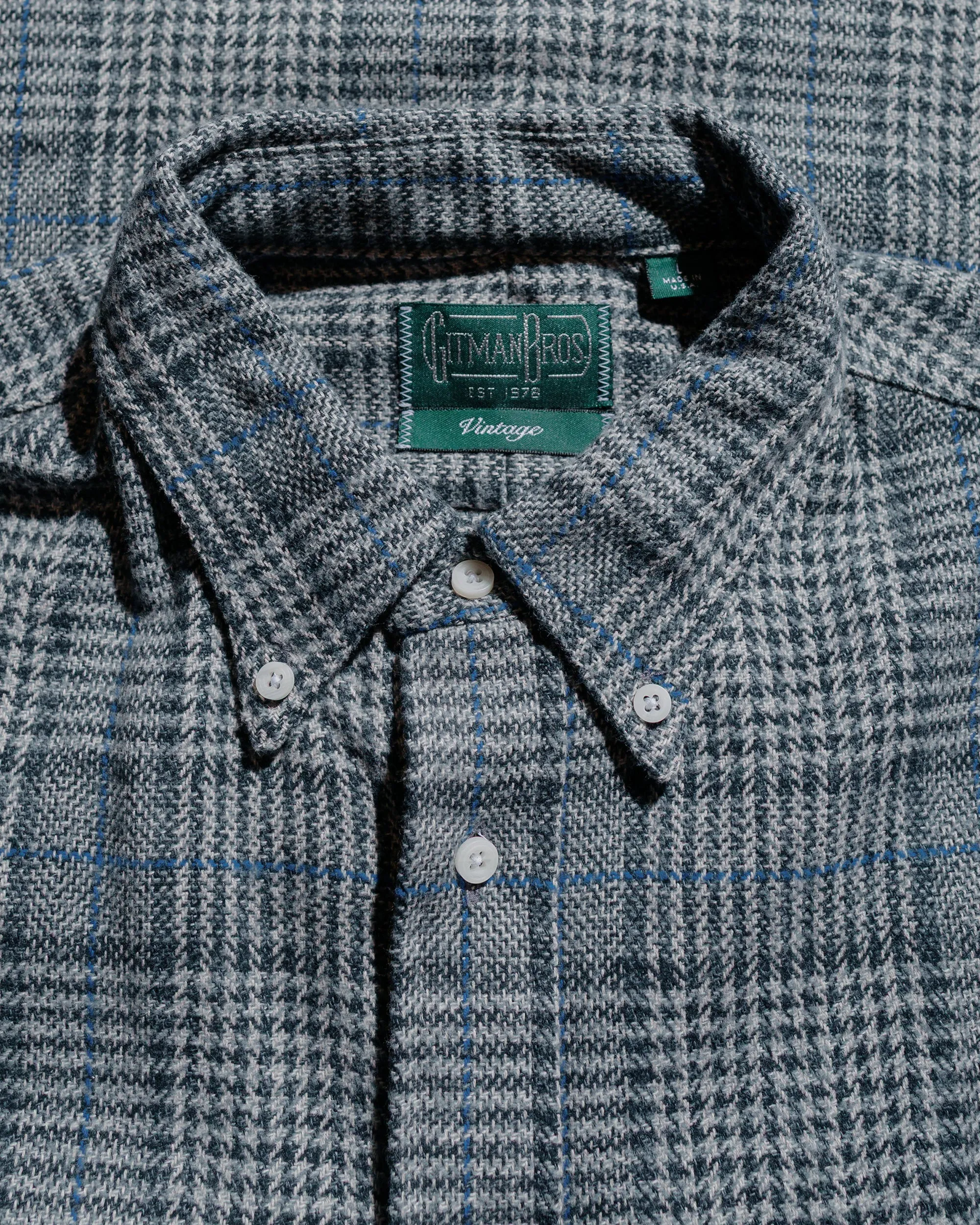 Gitman Vintage Bros. Grey Cotton Tweed Check Shirt sold by Lost & Found product image thumbnail 4