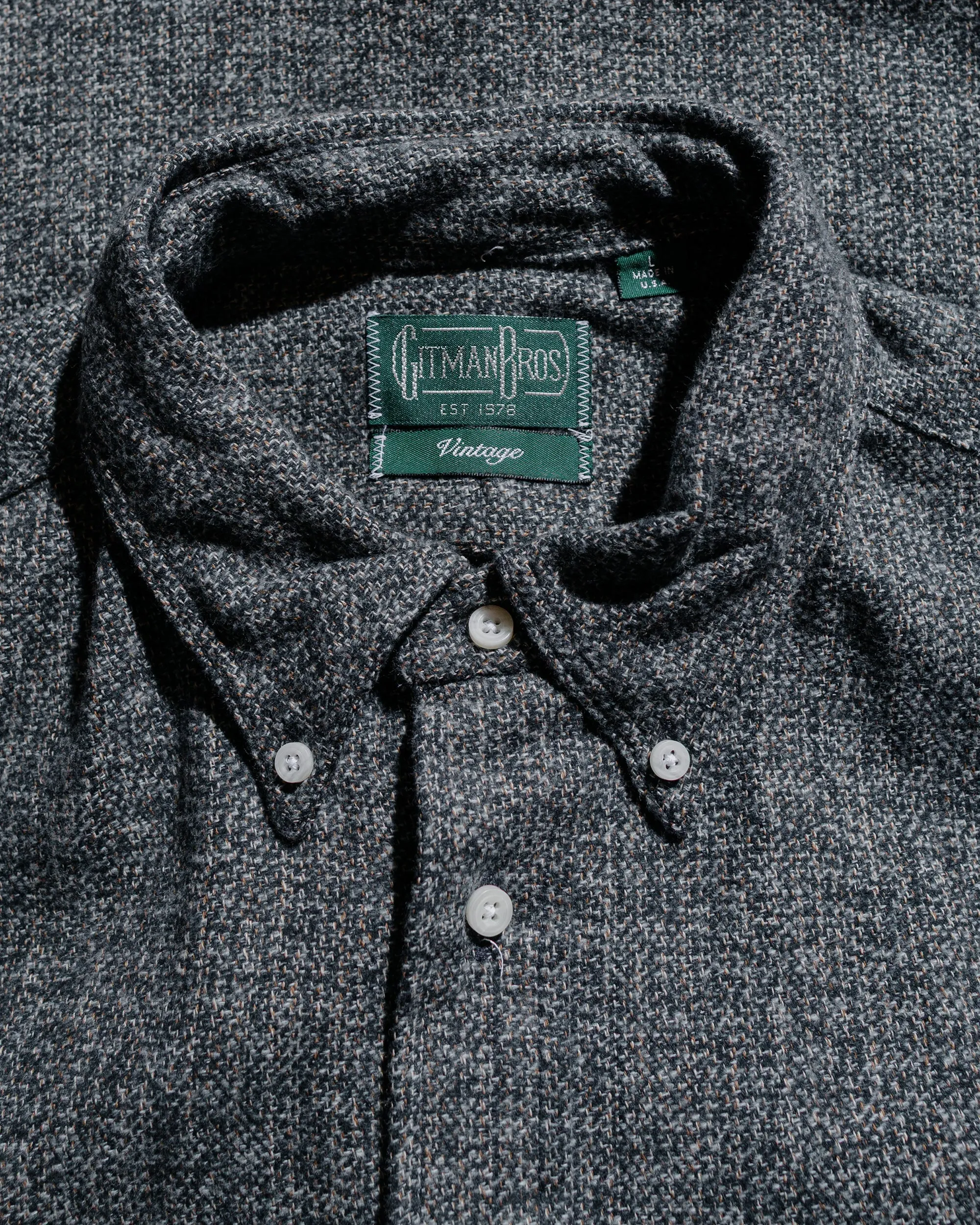 Gitman Vintage Bros. Grey Cotton Tweed Shirt sold by Lost & Found product image thumbnail 4