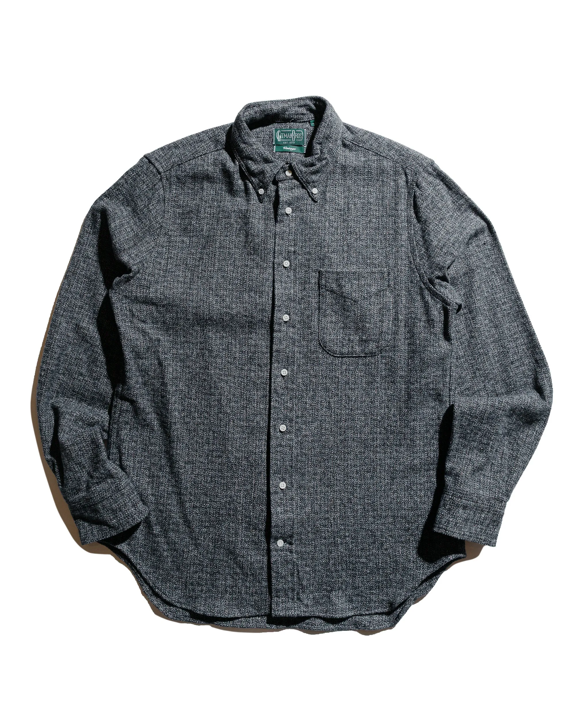 Gitman Vintage Bros. Grey Cotton Tweed Shirt sold by Lost & Found
