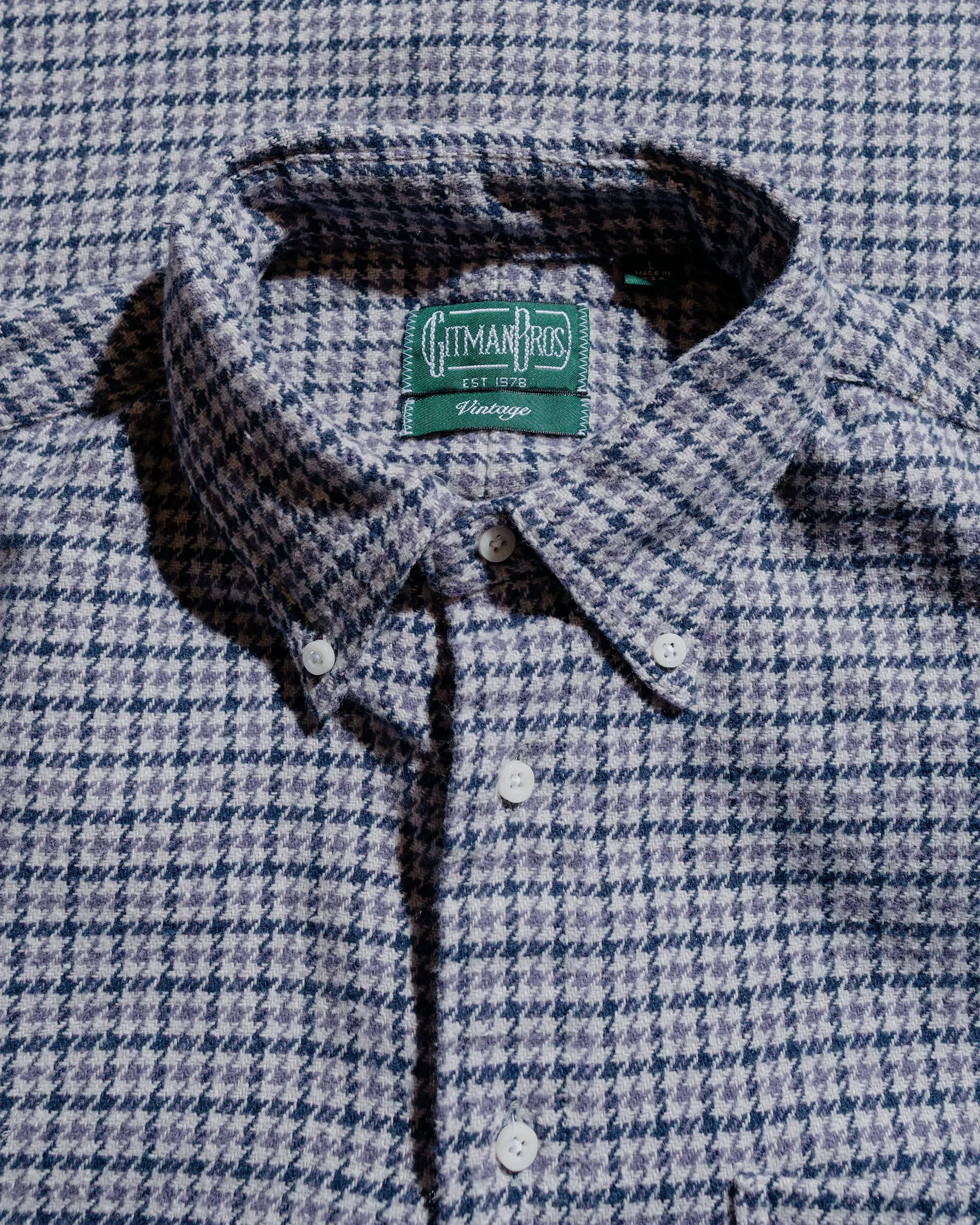 Gitman Vintage Bros. Grey Houndstooth Check Shirt sold by Lost & Found product image thumbnail 4