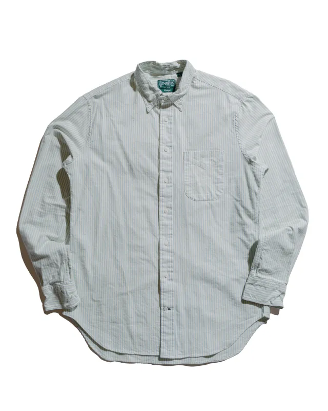 Gitman Vintage Bros. Blue Stripe Brushed Fall Oxford sold by Lost & Found