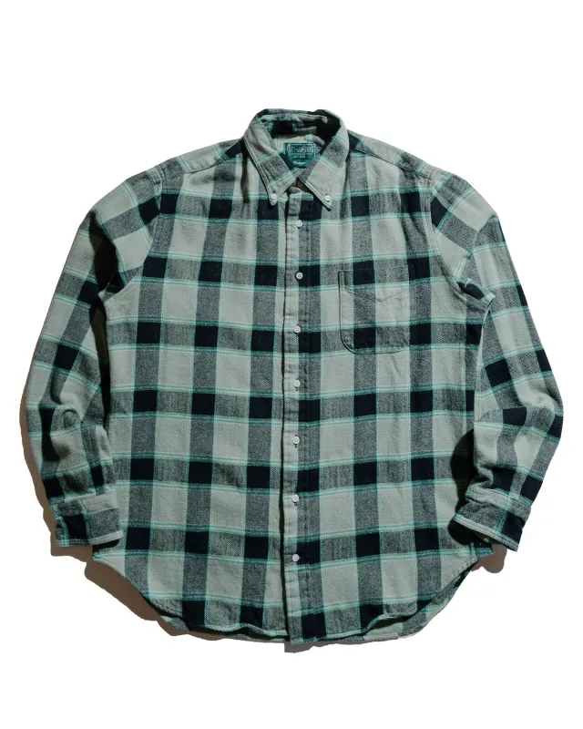 Gitman Vintage Bros. Celeste Green/Black Brushed Winter Madras Shirt sold by Lost & Found