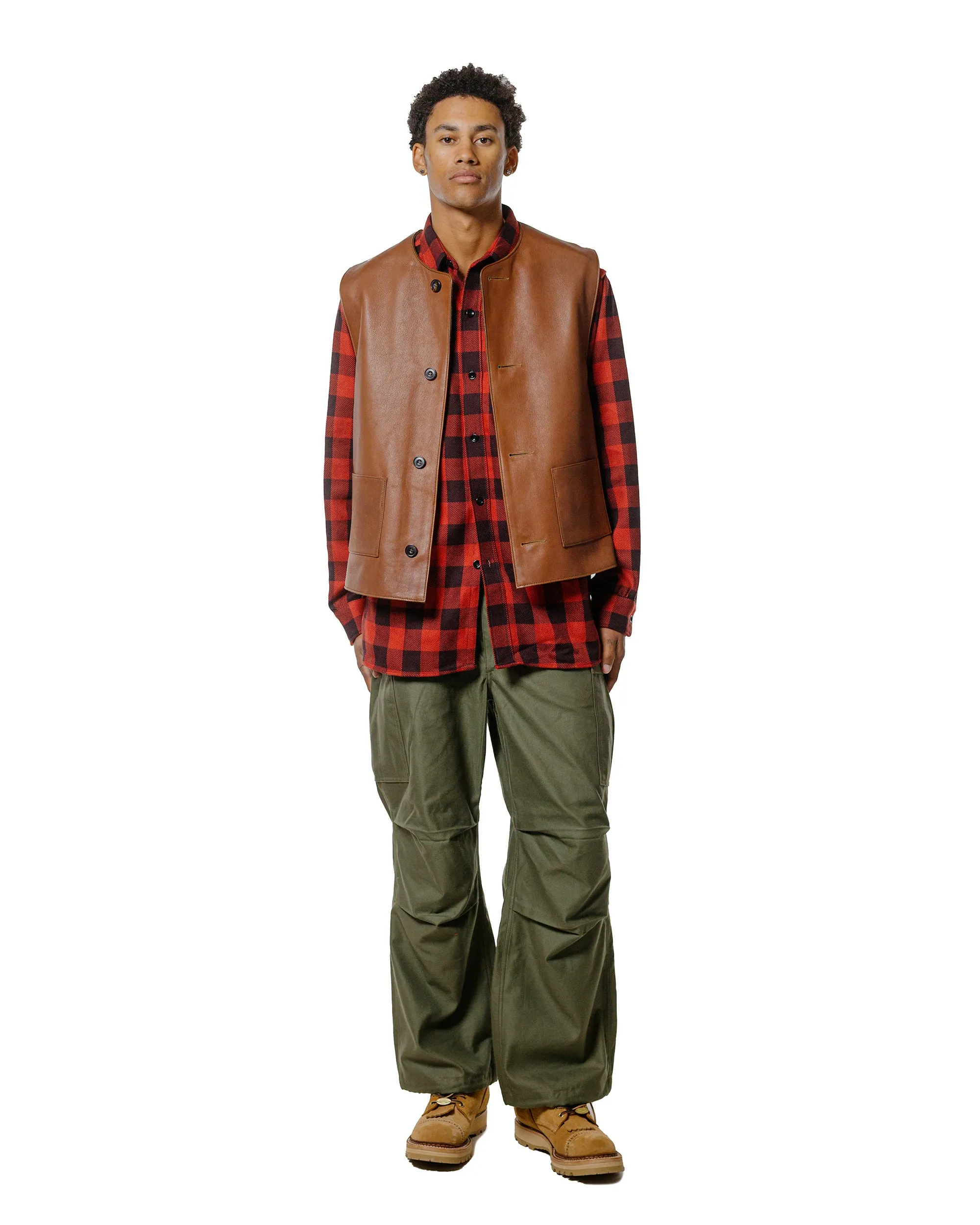 The Real McCoy's MS24102 8HU Twisted-Yarn Buffalo Check Flannel Shirt Red/Black sold by Lost & Found product image thumbnail 4