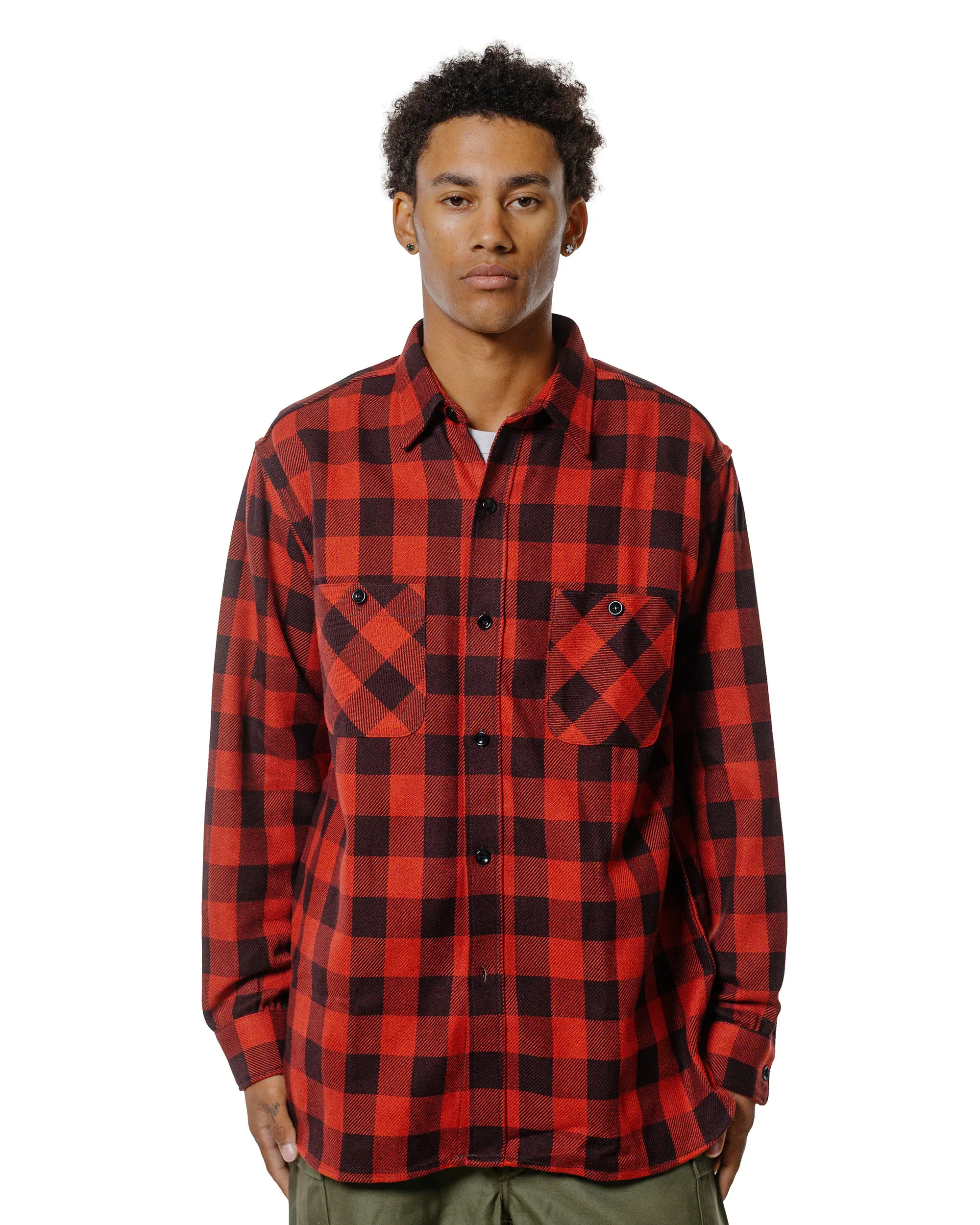 The Real McCoy's MS24102 8HU Twisted-Yarn Buffalo Check Flannel Shirt Red/Black sold by Lost & Found product image thumbnail 2