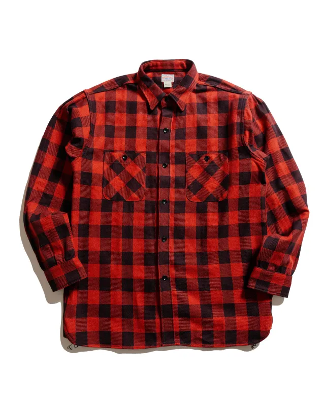 The Real McCoy's MS24102 8HU Twisted-Yarn Buffalo Check Flannel Shirt Red/Black sold by Lost & Found