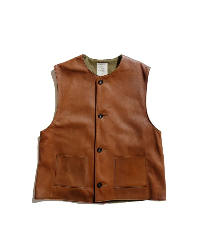 The Real McCoy's MJ24003 Jerkin Vest / Sheepskin Brown sold by Lost & Found