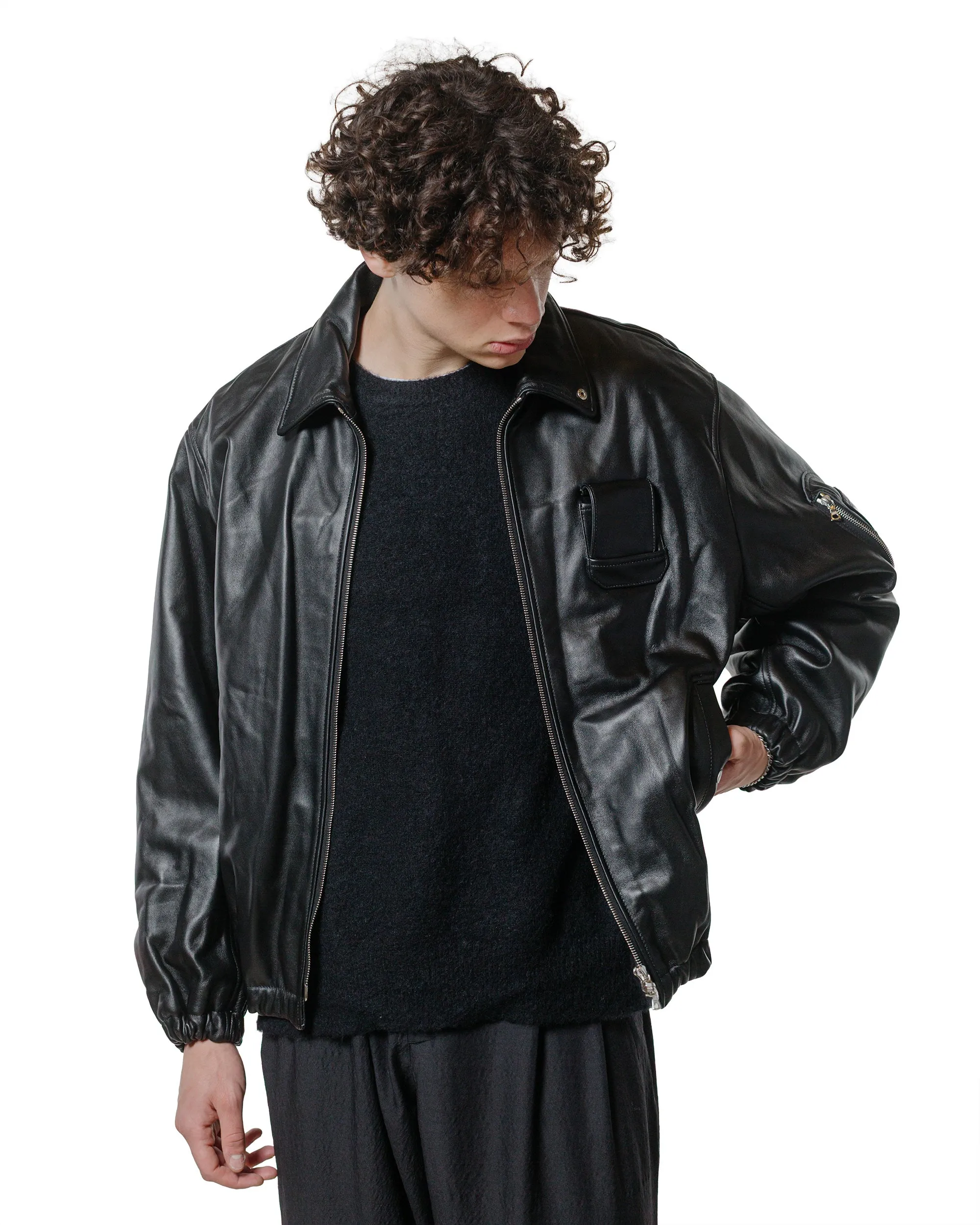 ssstein Sheep Leather Flight Jacket Black sold by Lost & Found product image thumbnail 4