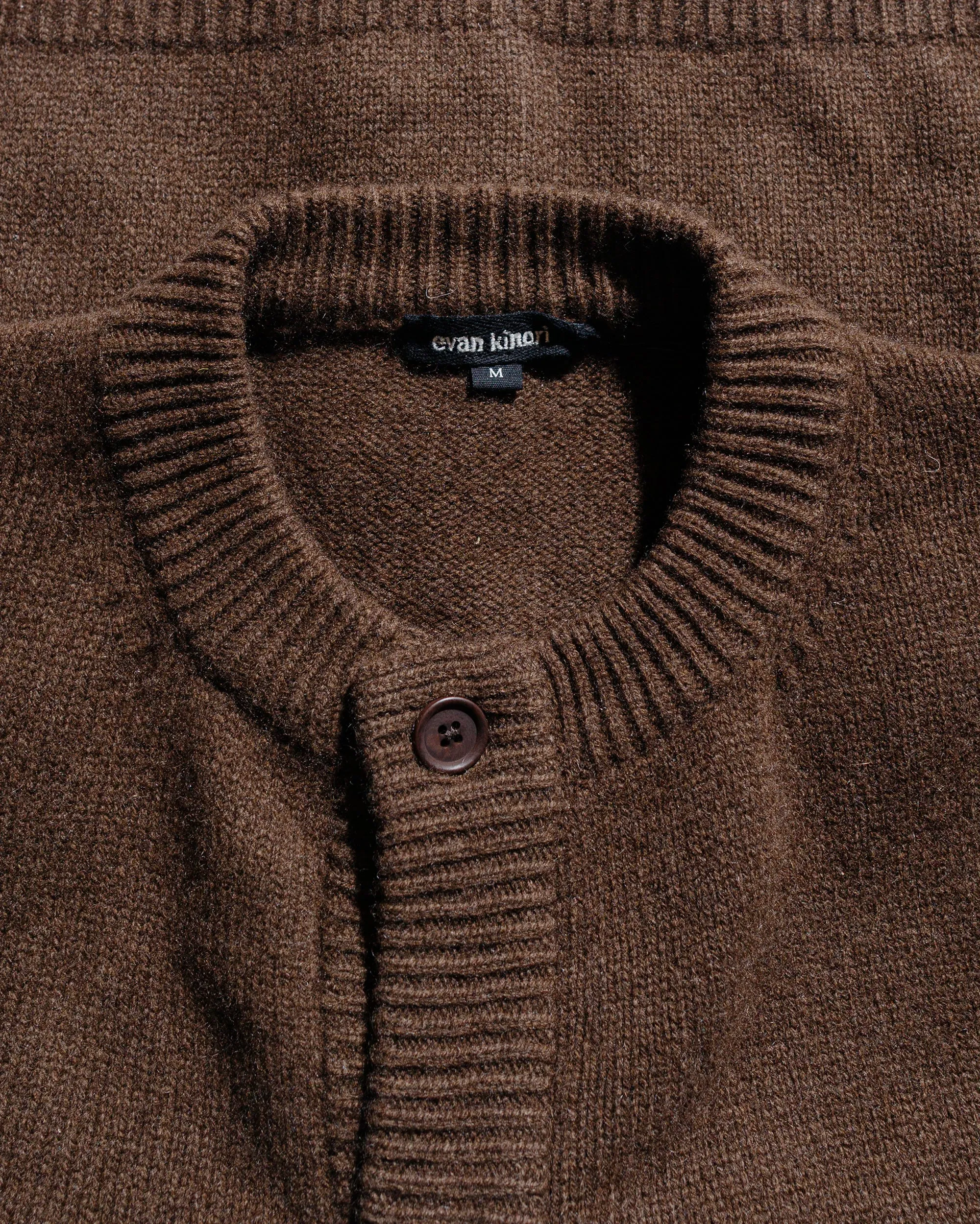 evan kinori Crewneck Cardigan Undyed Yak Wool Dark Brown sold by Lost & Found product image thumbnail 5