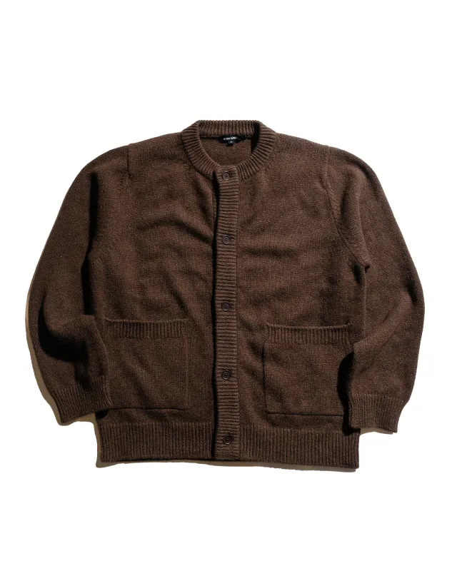 evan kinori Crewneck Cardigan Undyed Yak Wool Dark Brown sold by Lost & Found