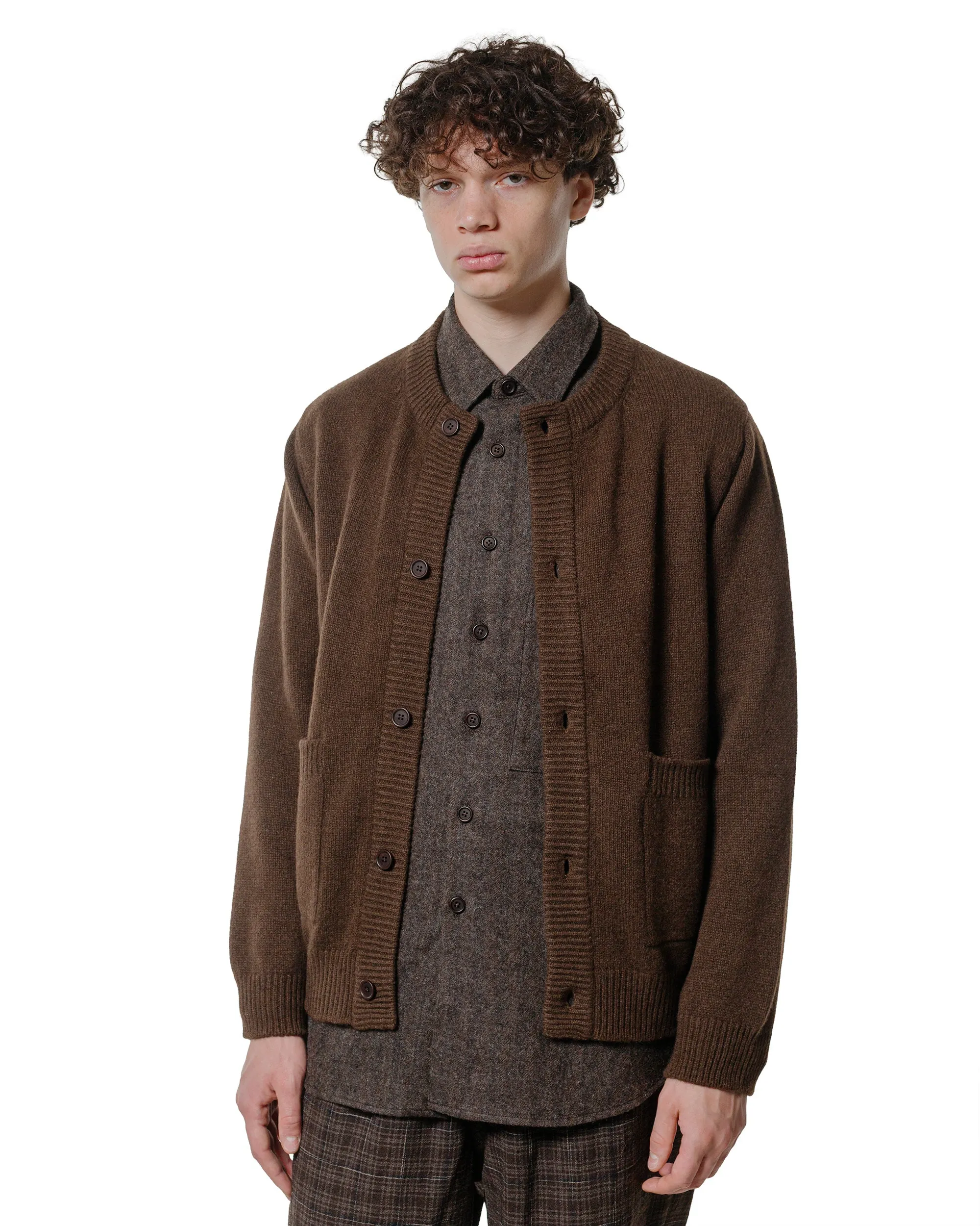 evan kinori Crewneck Cardigan Undyed Yak Wool Dark Brown sold by Lost & Found product image thumbnail 2