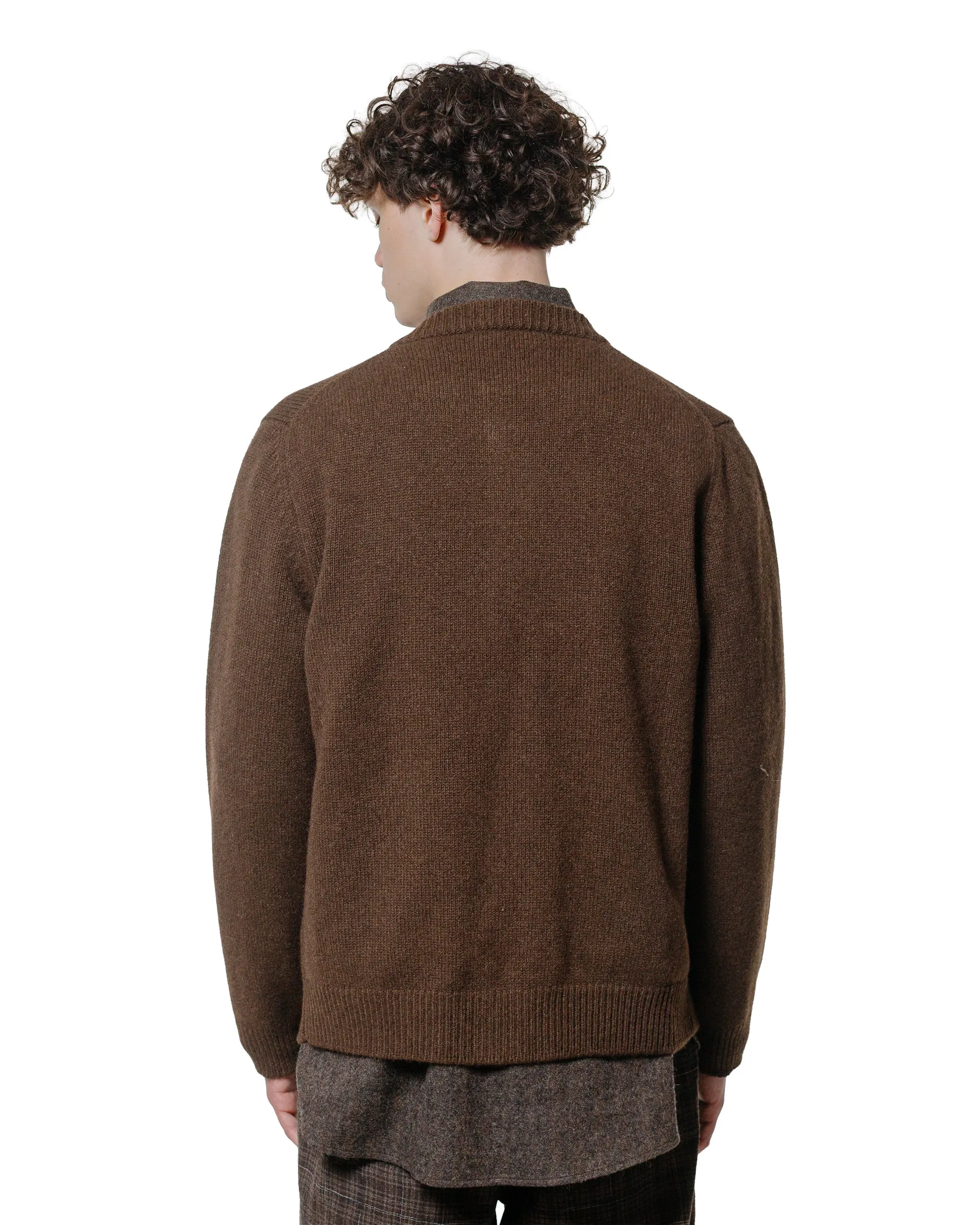 evan kinori Crewneck Cardigan Undyed Yak Wool Dark Brown sold by Lost & Found product image thumbnail 3