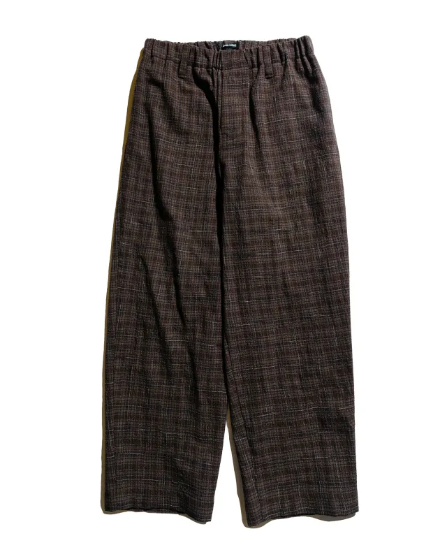evan kinori Elastic Pant Kasuri Wool Check Brown/Beige/Navy sold by Lost & Found