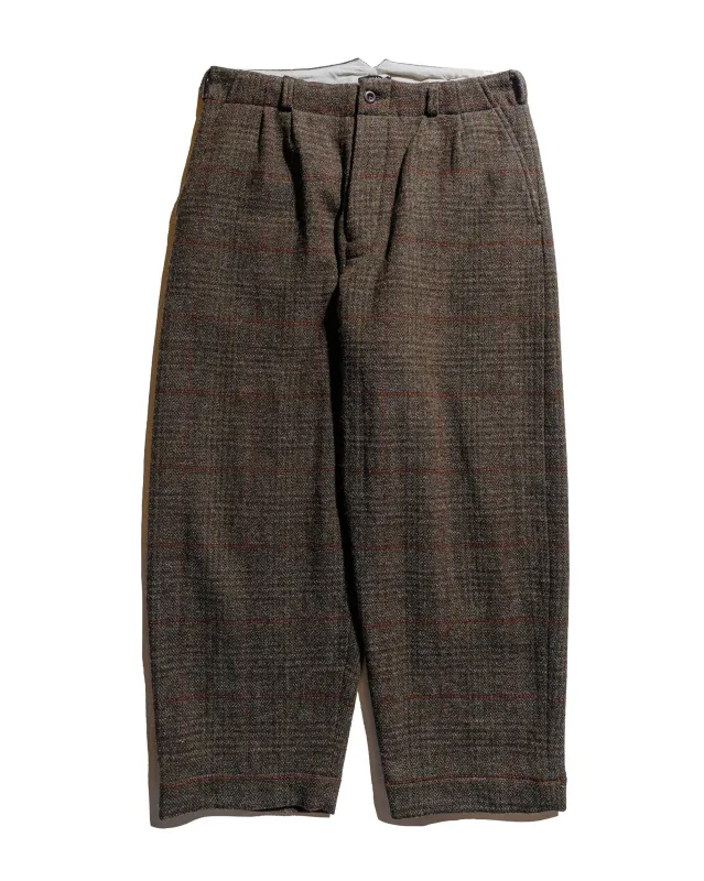 evan kinori Two Pleat Pant Wool Herringbone Check Dark Olive/Charcoal sold by Lost & Found