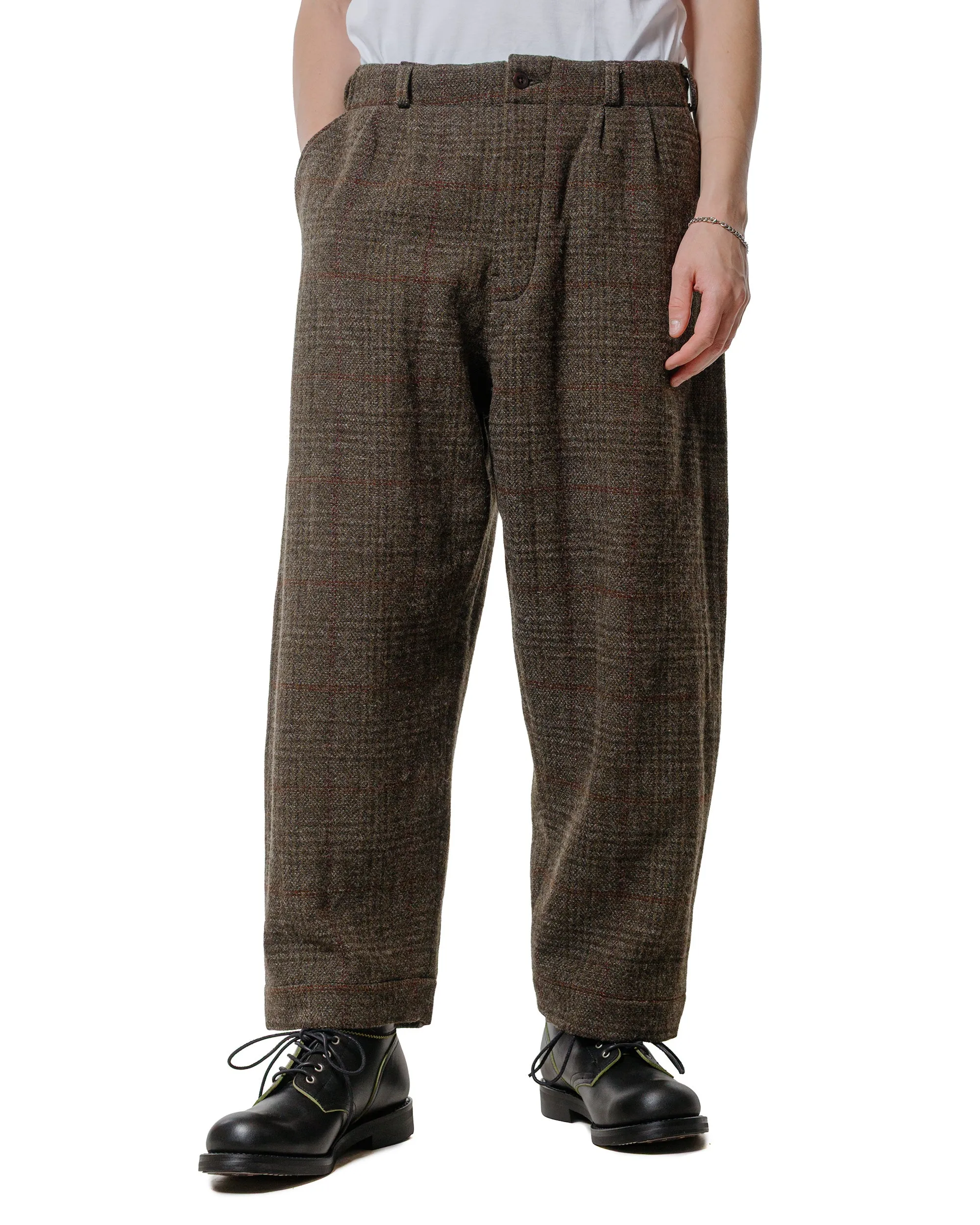 evan kinori Two Pleat Pant Wool Herringbone Check Dark Olive/Charcoal sold by Lost & Found product image thumbnail 2