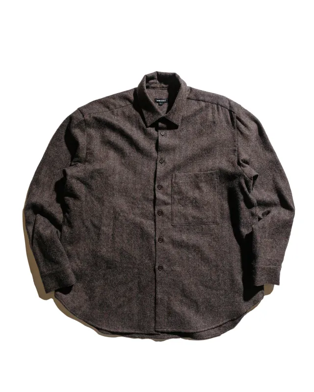 evan kinori Big Shirt Two Undyed Wool Herringbone Dark Brown sold by Lost & Found