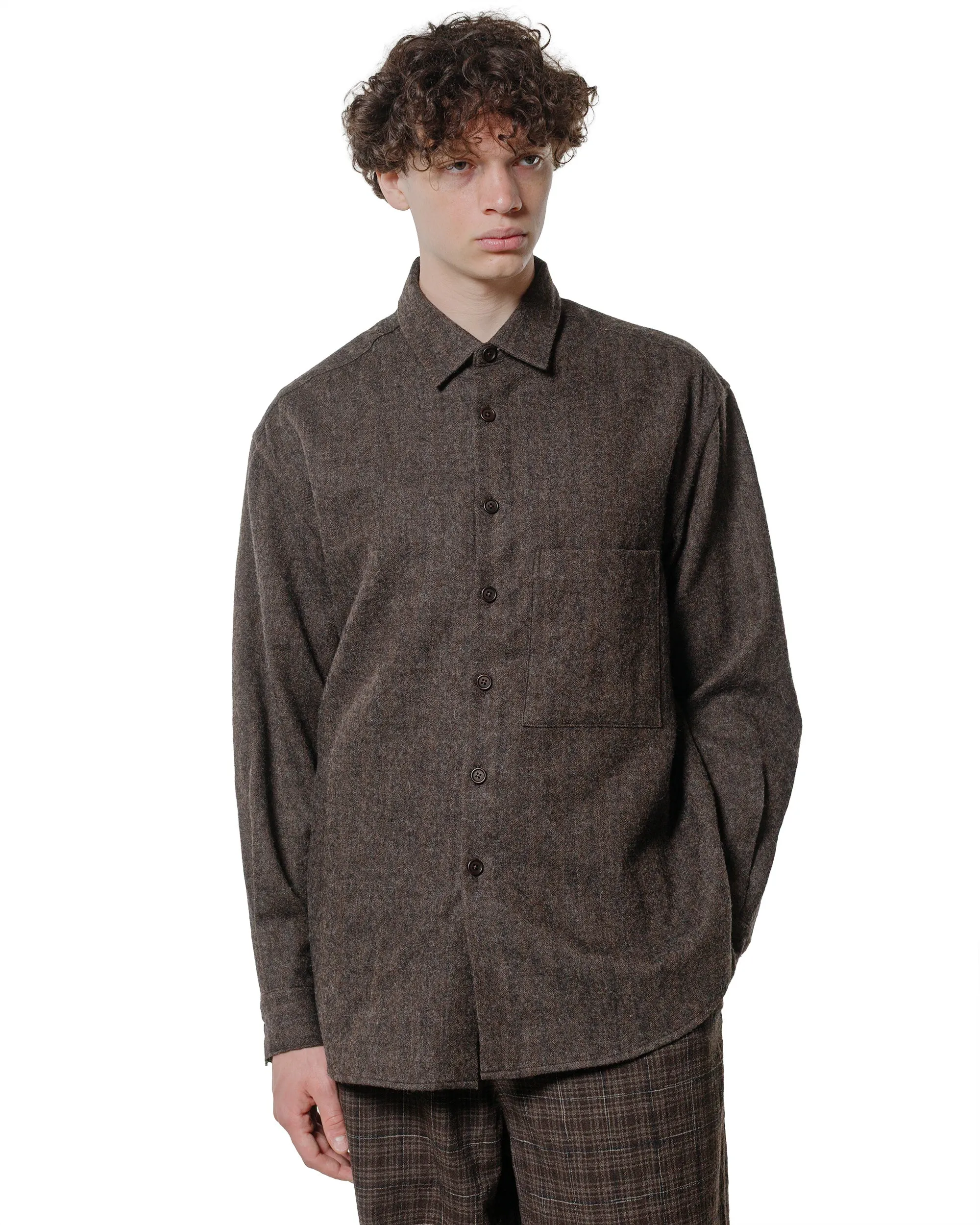 evan kinori Big Shirt Two Undyed Wool Herringbone Dark Brown sold by Lost & Found product image thumbnail 2