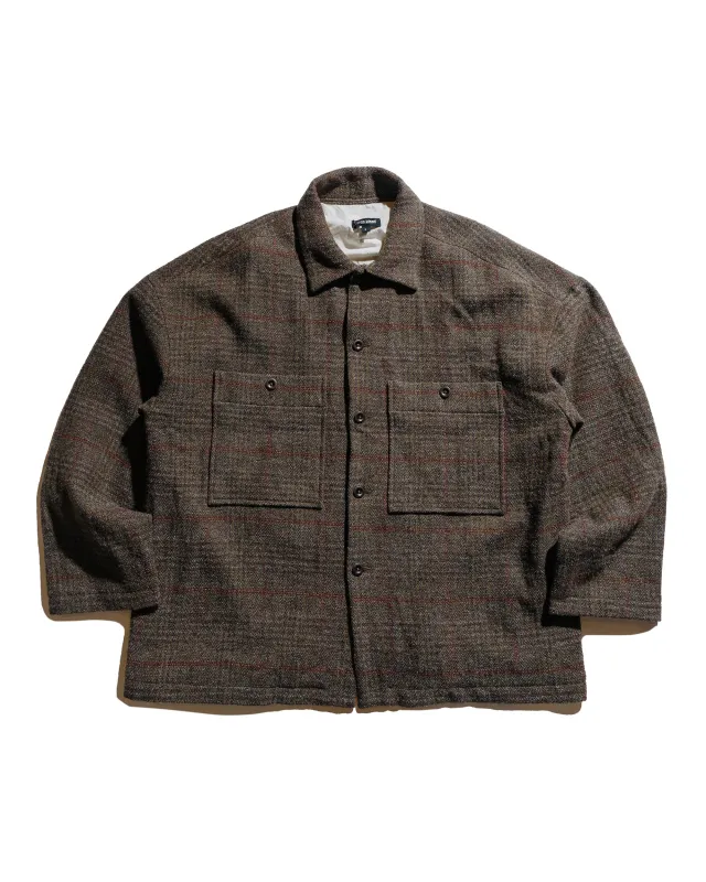 evan kinori Field Shirt Two Wool Herringbone Check Dark Olive/Charcoal sold by Lost & Found