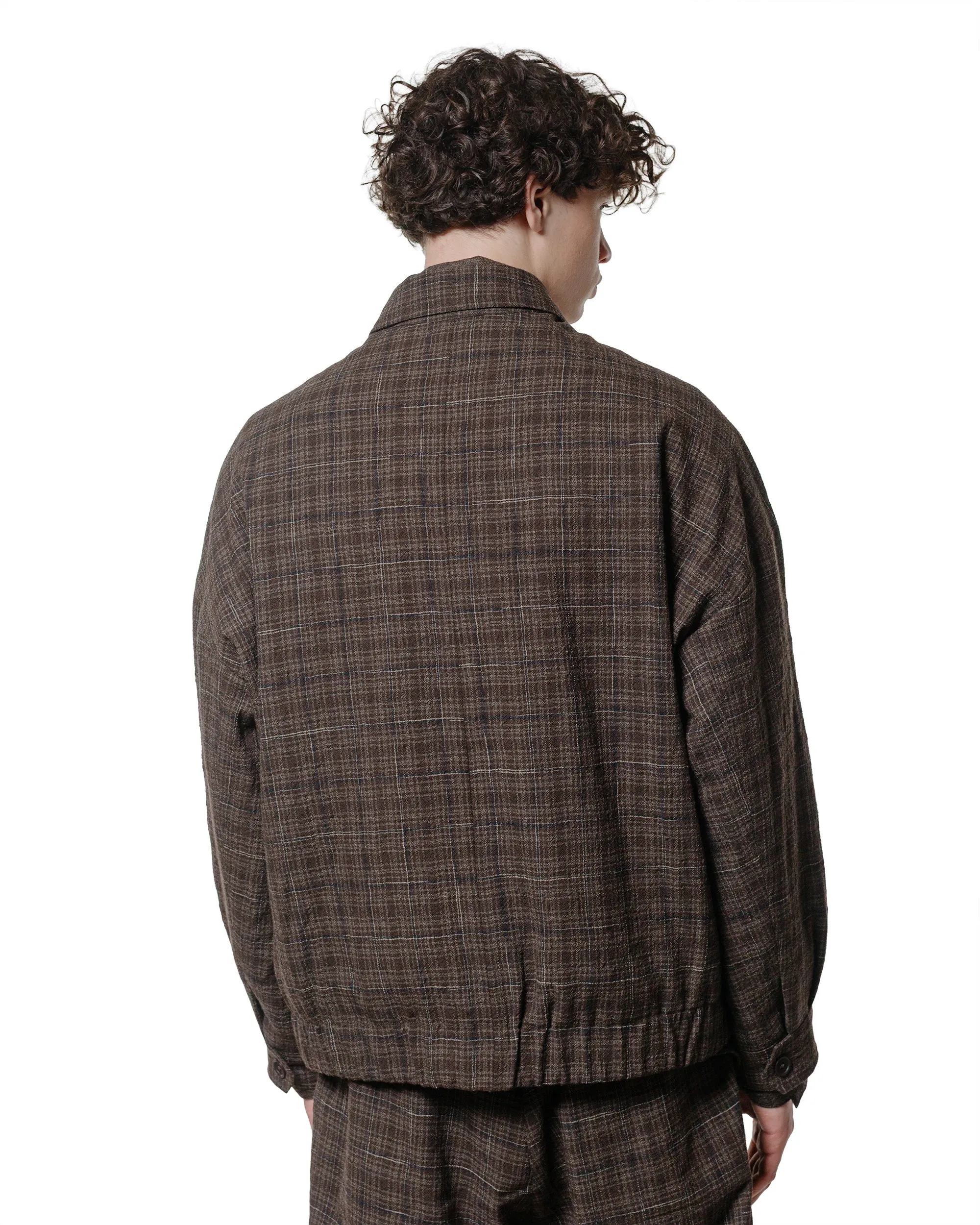 evan kinori Zip Jacket Two Kasuri Wool Check Brown/Beige/Navy sold by Lost & Found product image thumbnail 3
