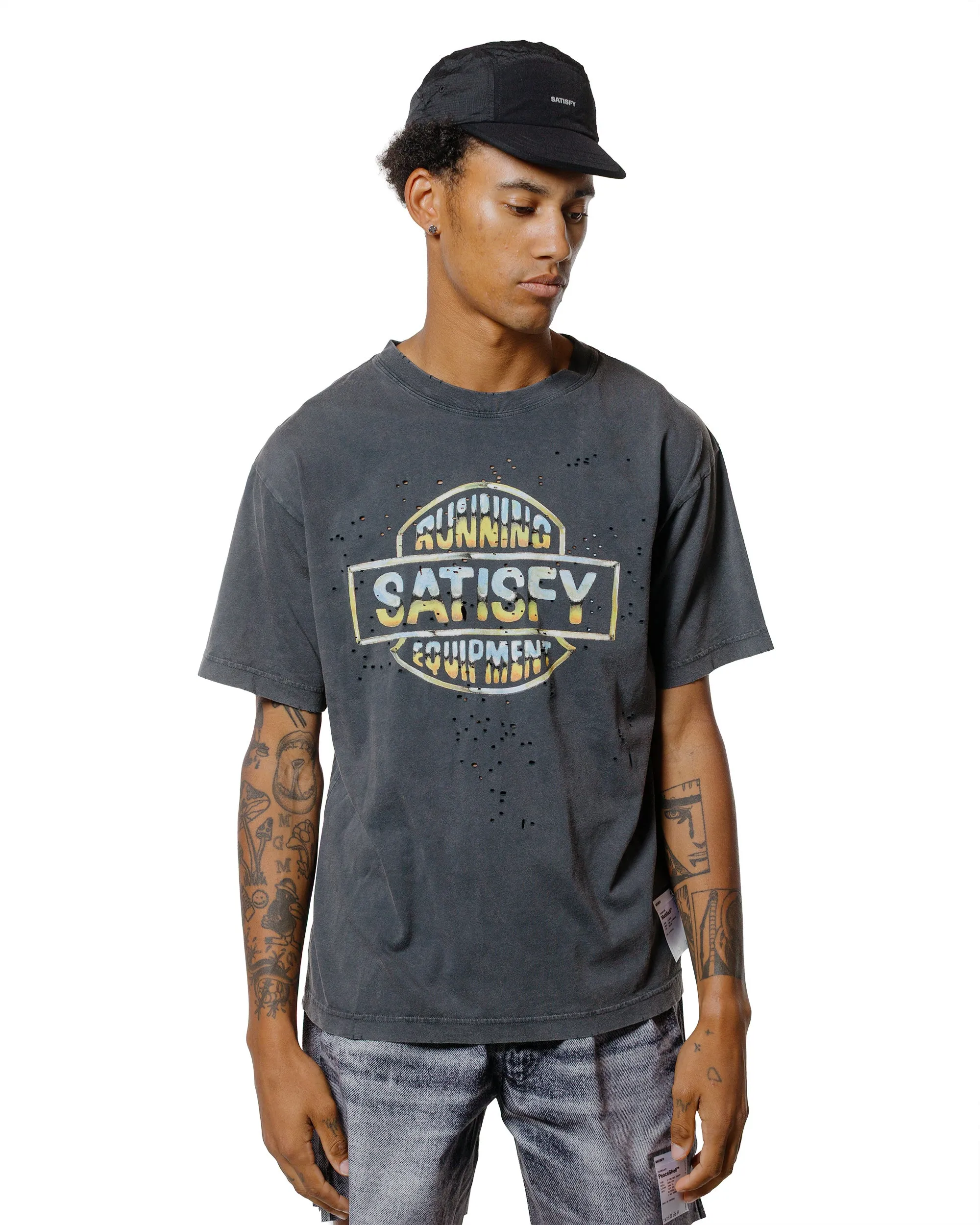 SATISFY MothTech T-Shirt Running Equipment Aged Black sold by Lost & Found product image thumbnail 2