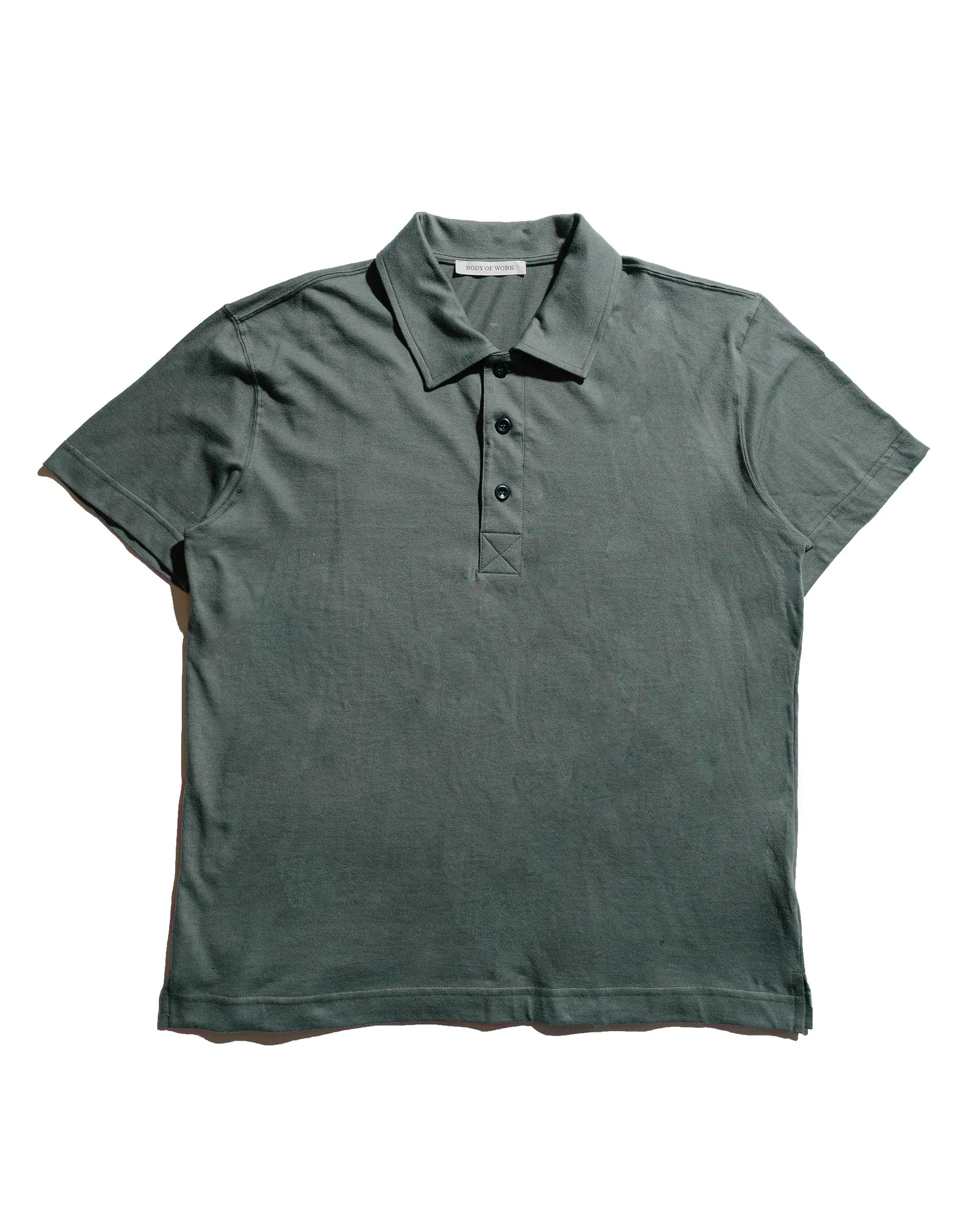 Body of Work Opal Short Sleeve Polo Lichen Green sold by Lost & Found