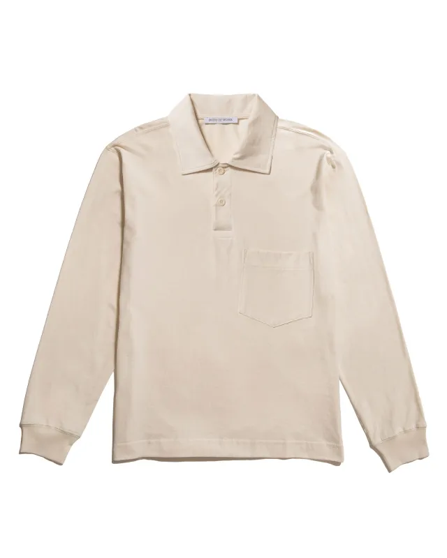 Body of Work Clove Long Sleeve Polo Natural sold by Lost & Found