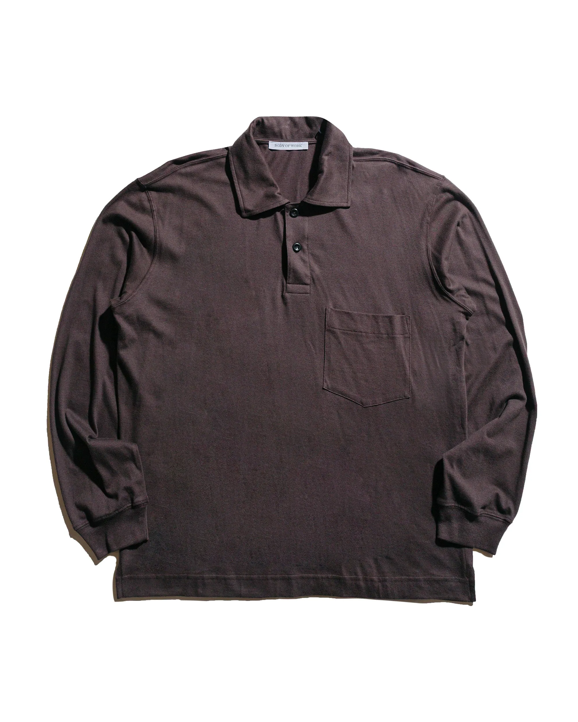 Body of Work Clove Long Sleeve Polo Loam Brown sold by Lost & Found