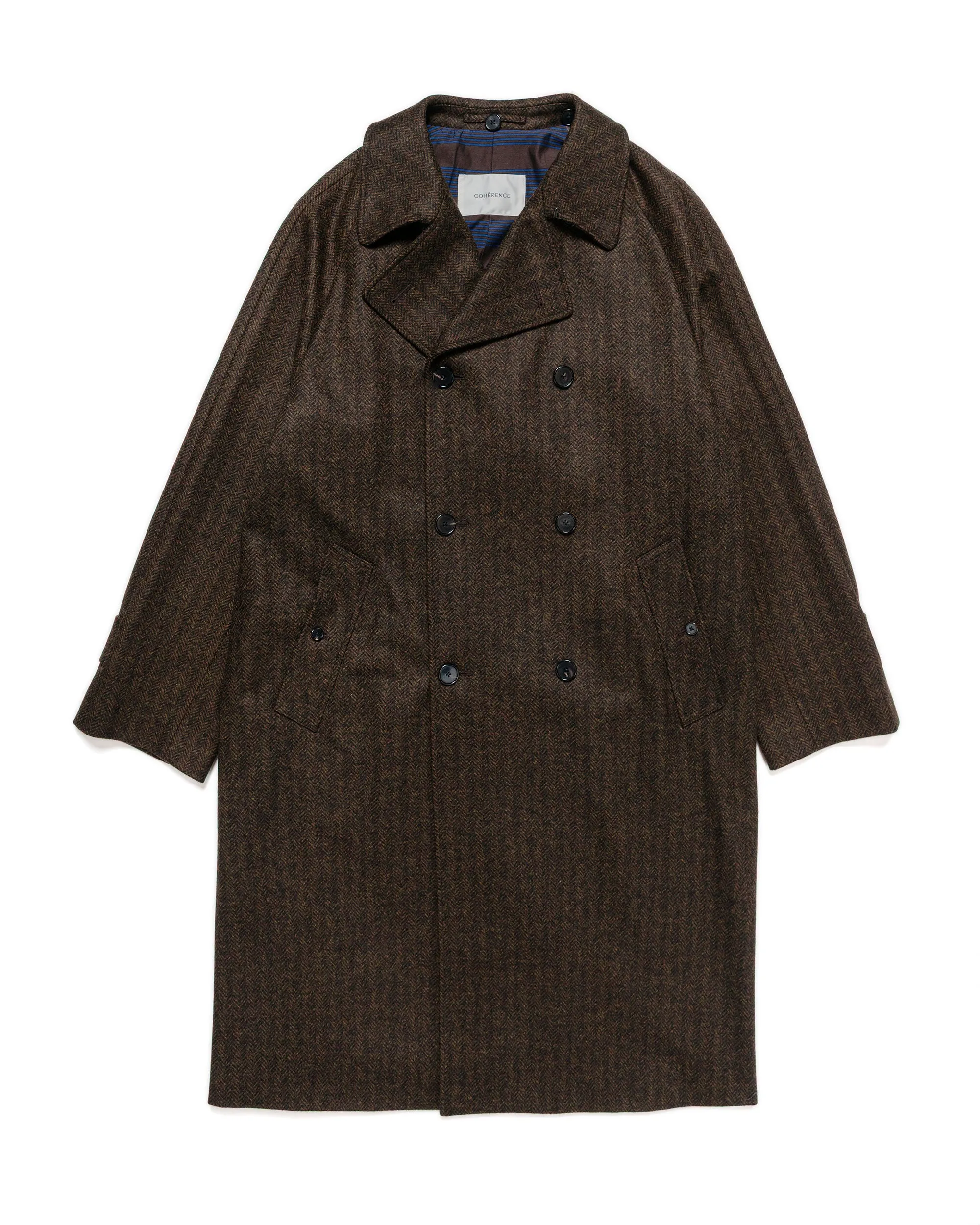 Cohérence FouFou II Coat Chevron Tweed Jersey Brown sold by Lost & Found