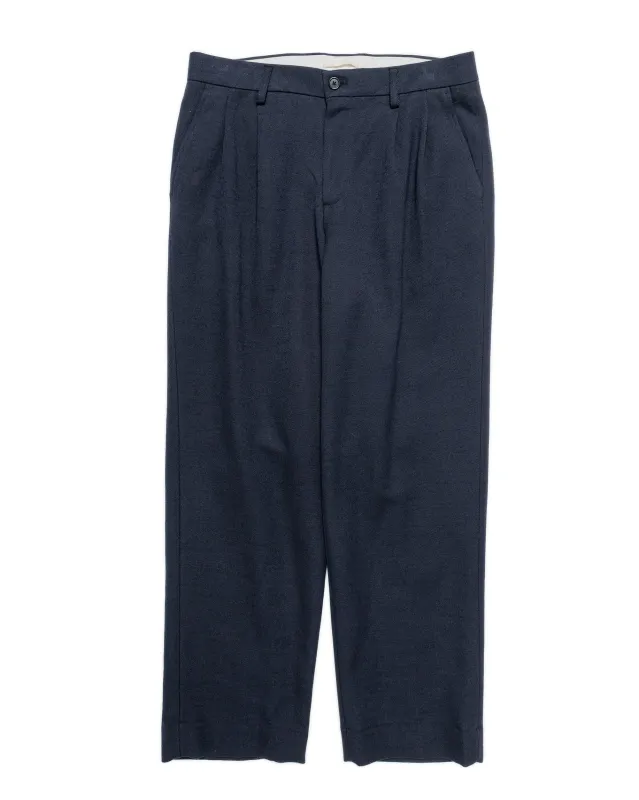 Norse Projects Benn Relaxed Cavalry Cotton Wool Pleated Trouser Dark Navy sold by Lost & Found