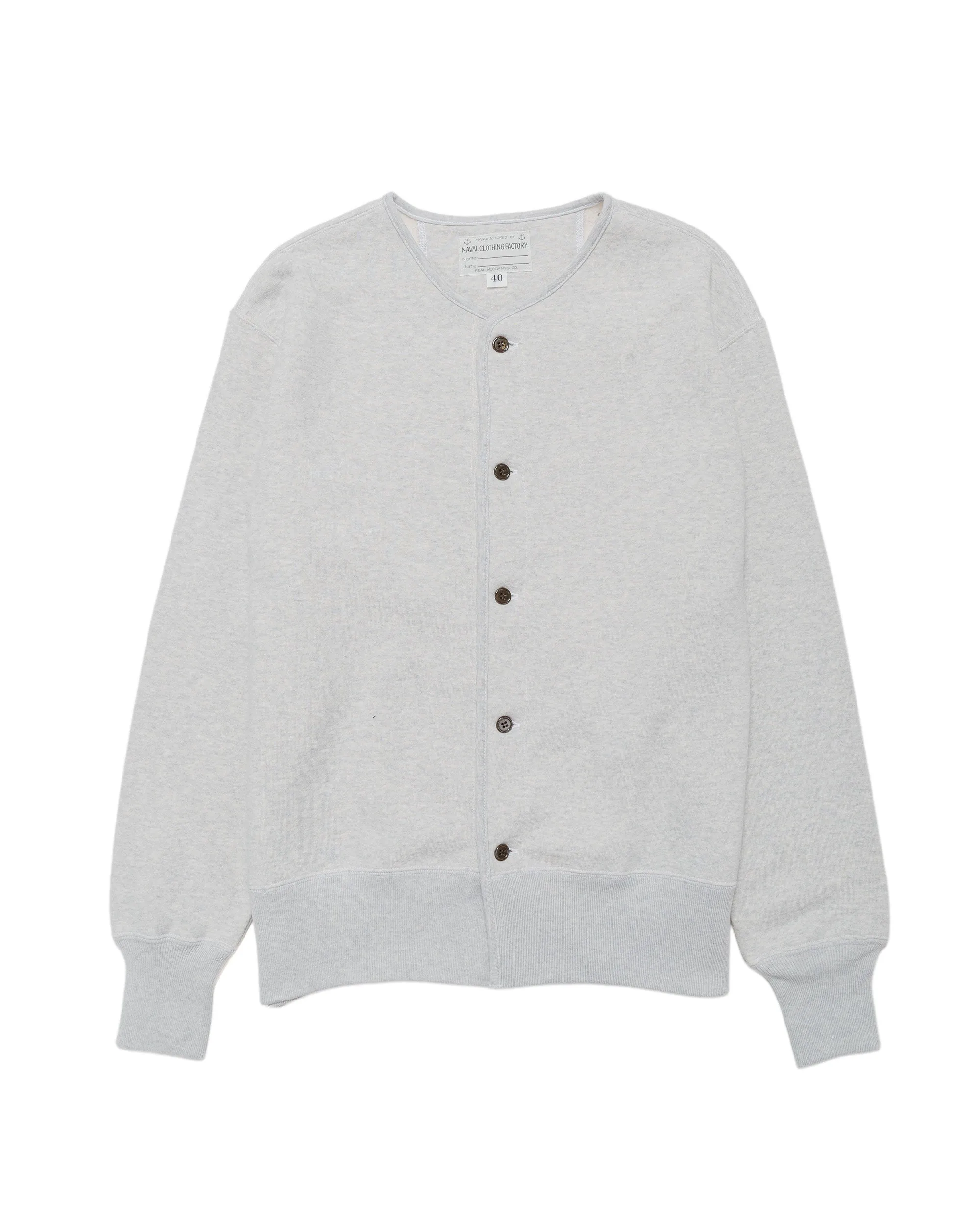 The Real McCoy’s MC25112 U.S.N. Cotton Cardigan Snow Grey sold by Lost & Found