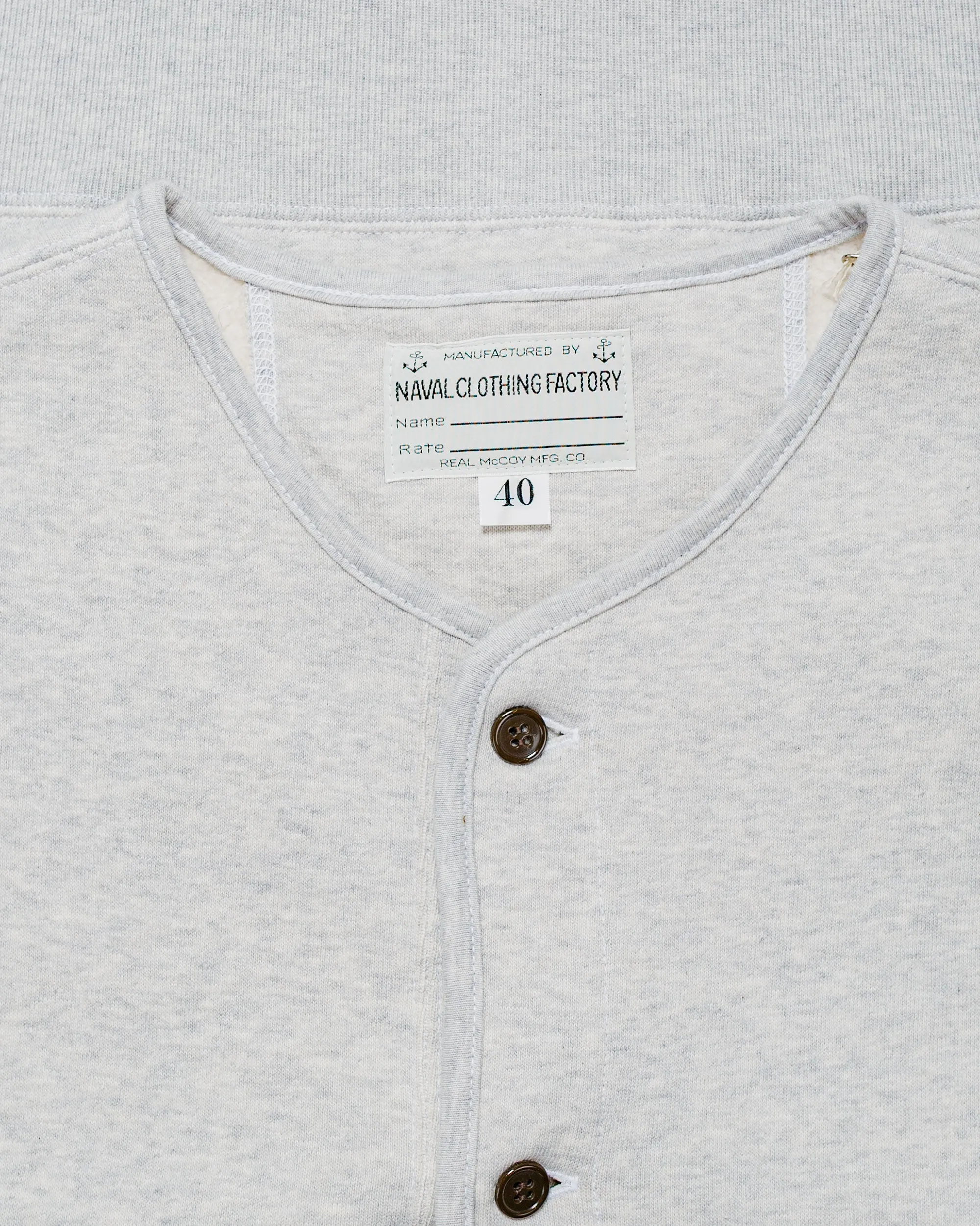 The Real McCoy’s MC25112 U.S.N. Cotton Cardigan Snow Grey sold by Lost & Found product image thumbnail 5